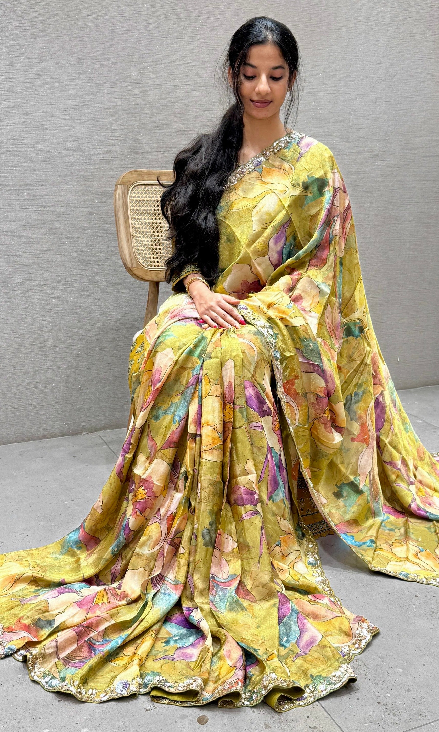Mehandi green tissue silk saree with ready blouse