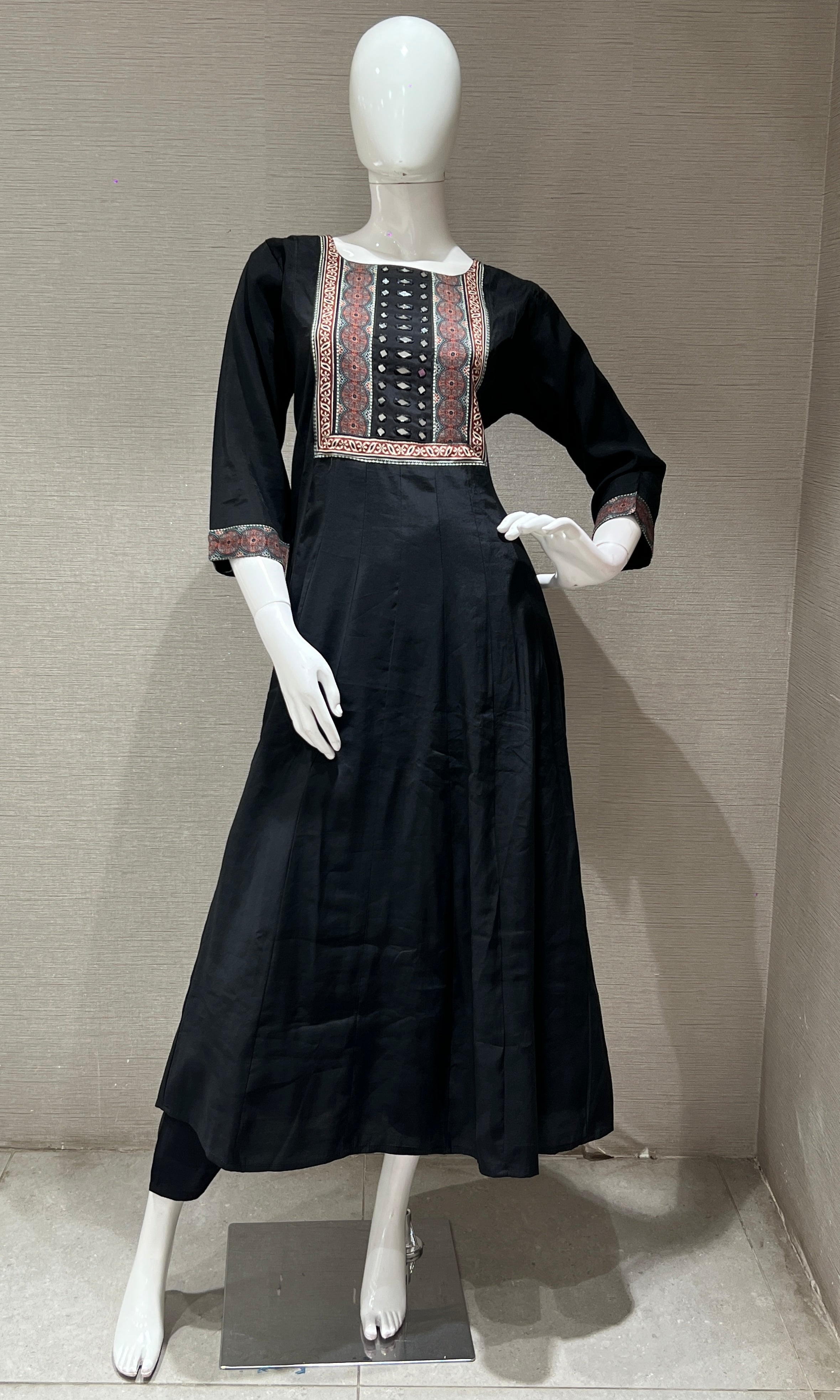 Black Kurta Set with Printed Dupatta