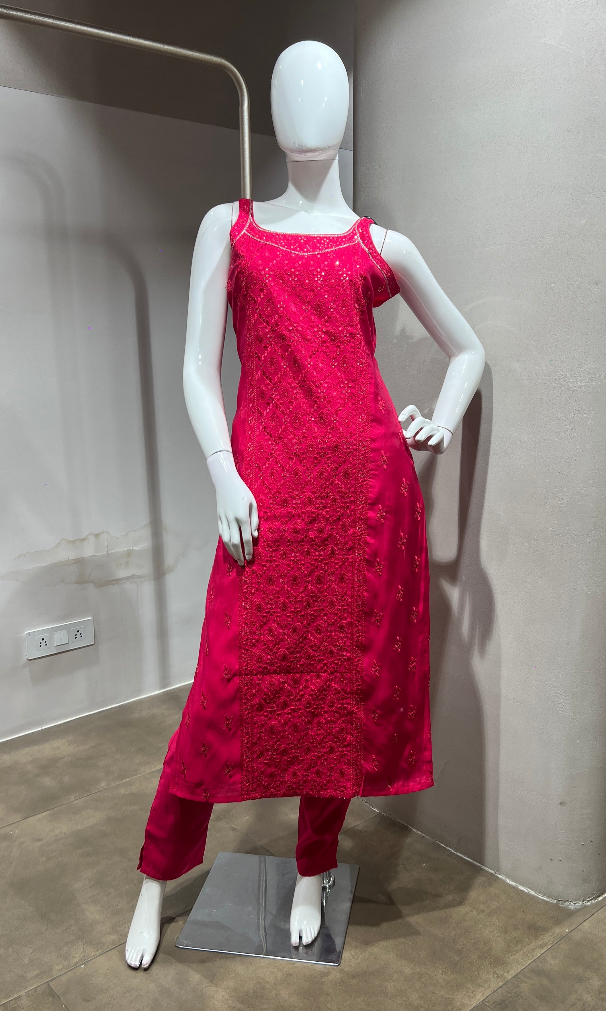 pink Georgette Straight Suit with Dupatta