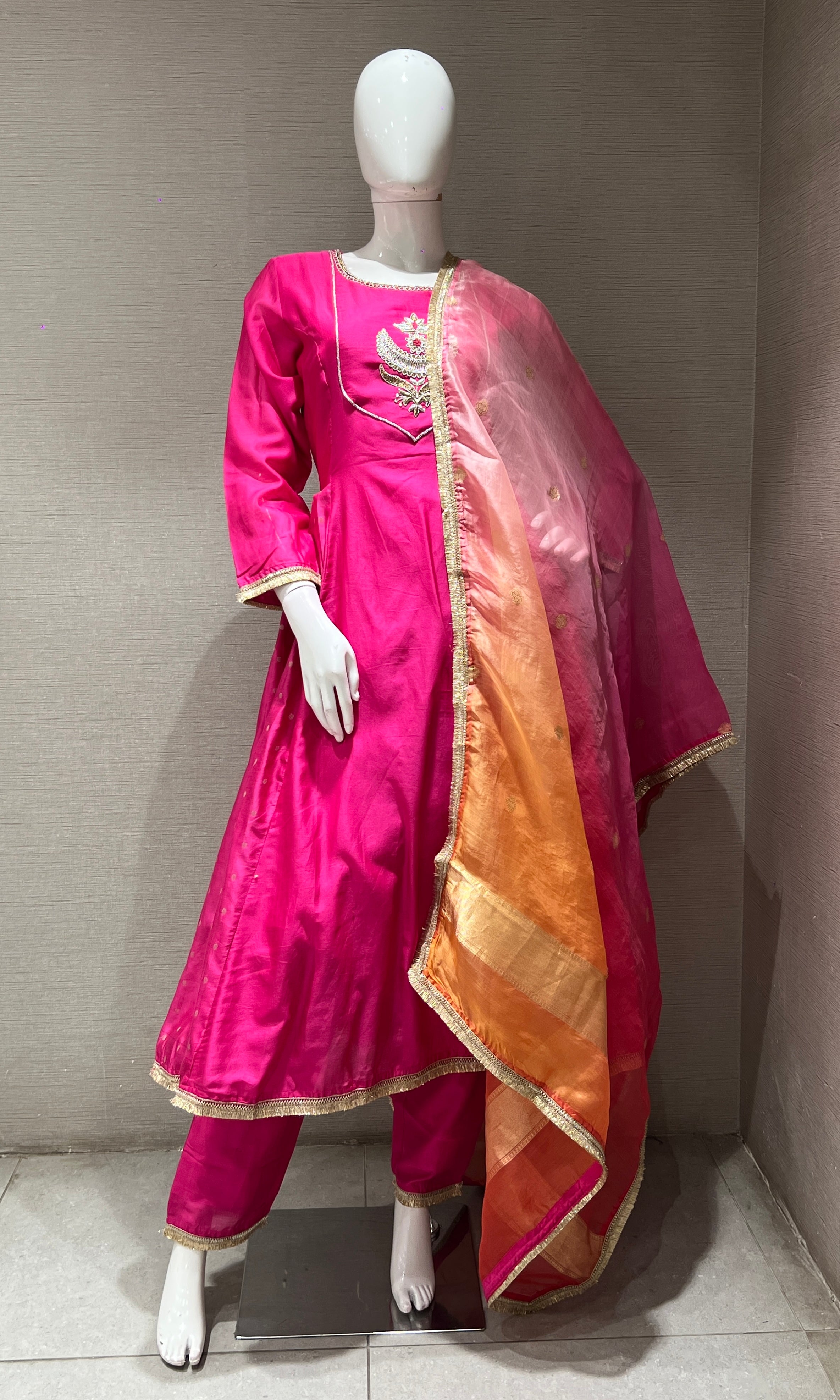 LOTUS PINK EMBROIDERED ANARKALI SET