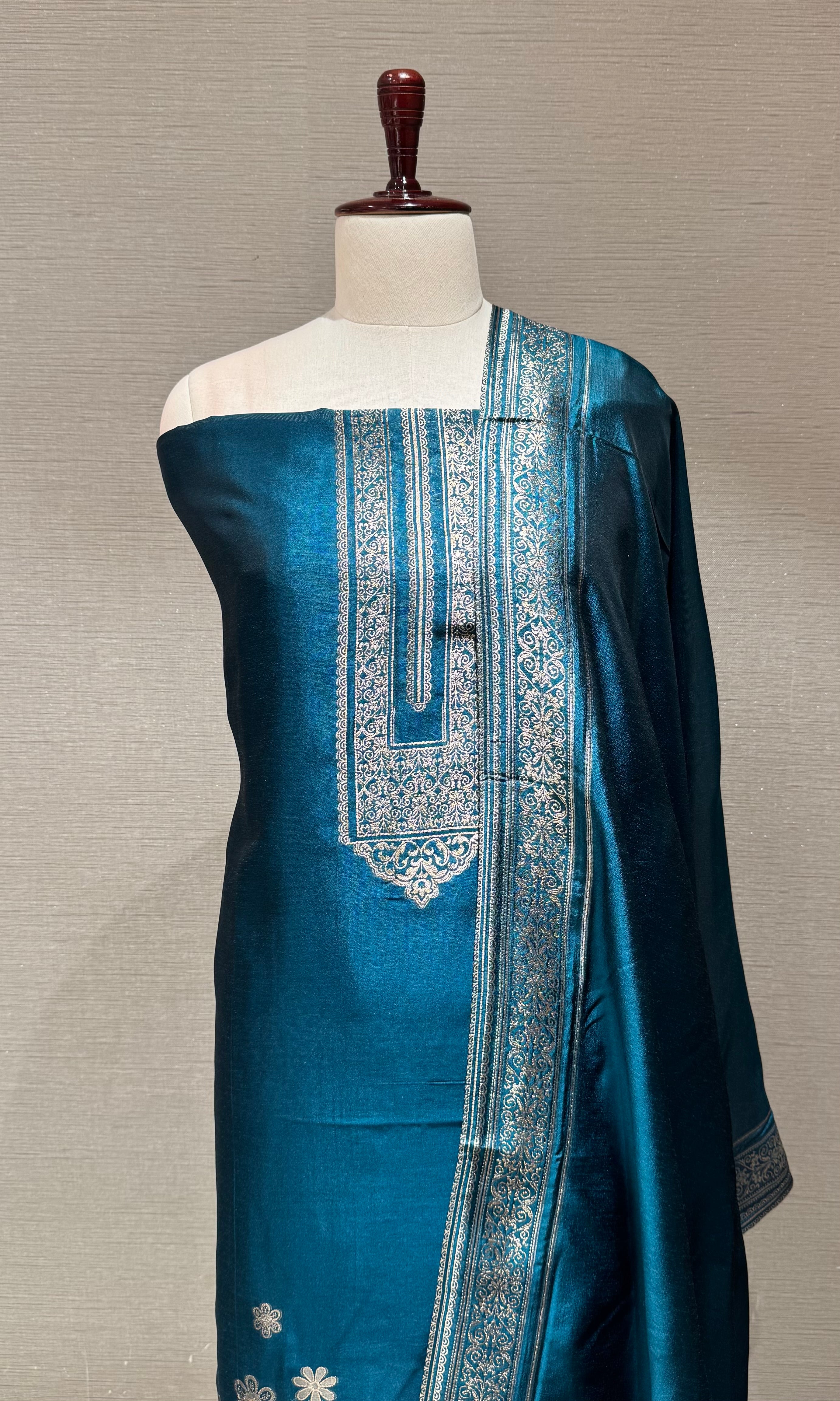 Blue Embroidered Salwar Dress material