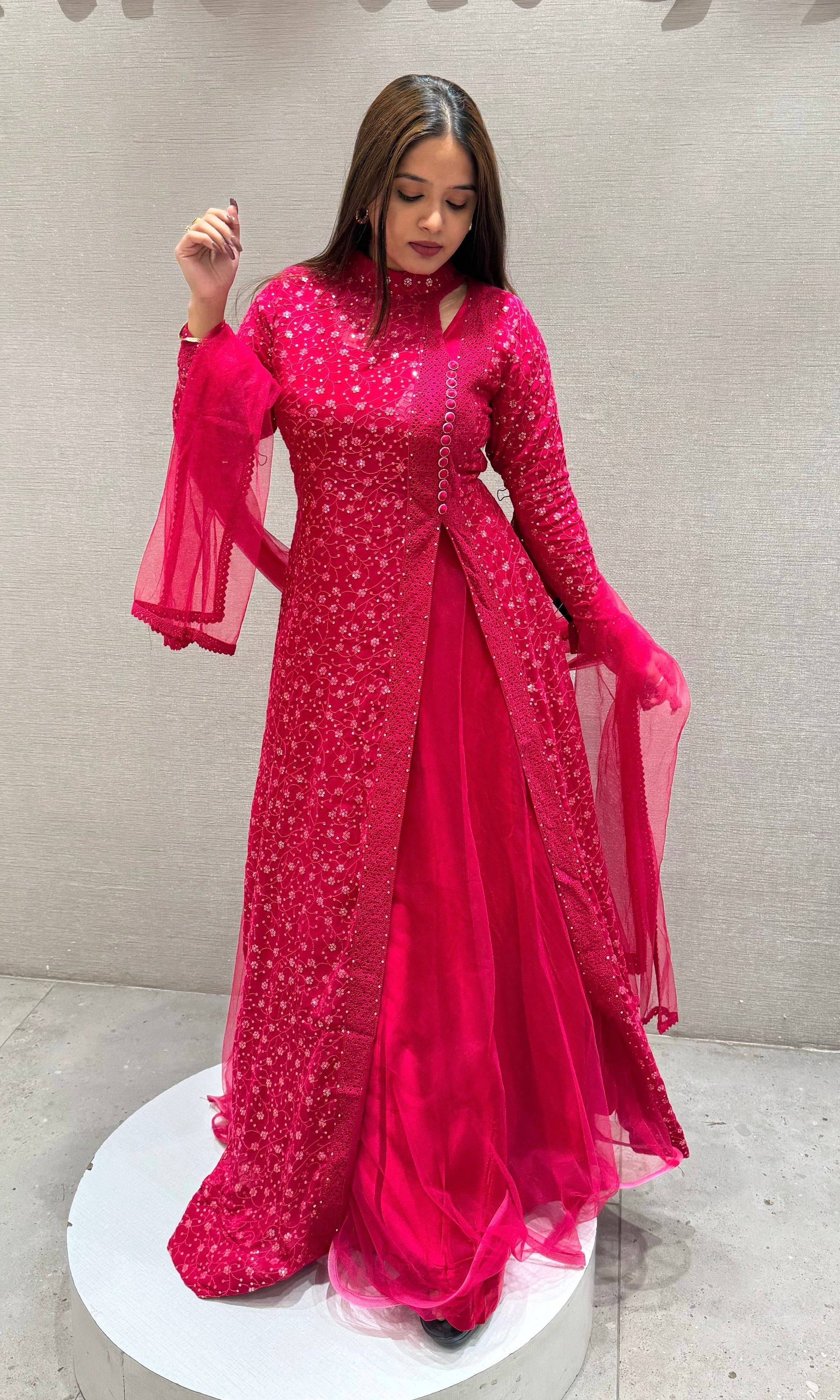 Raspberry pink long dress