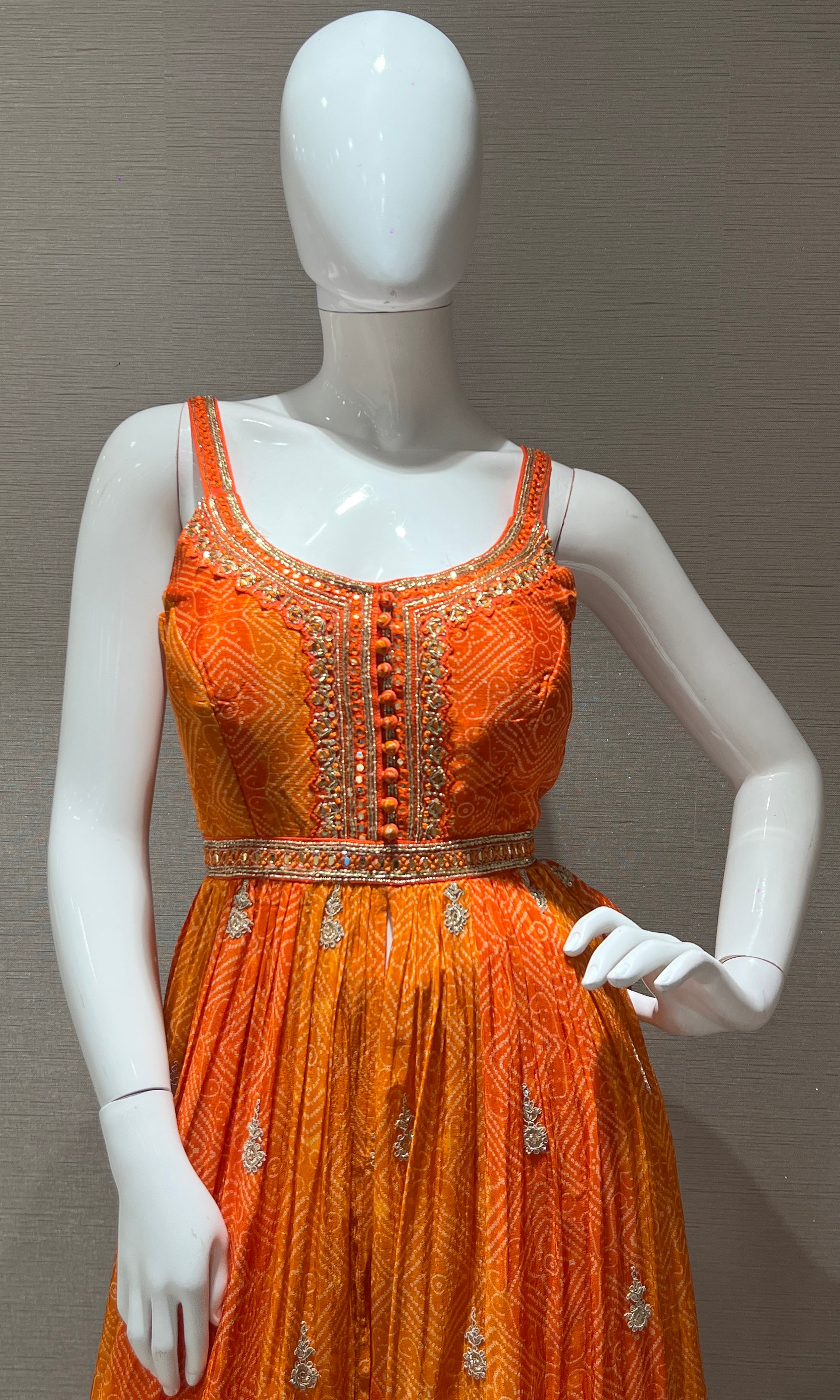 Orange front slit palazzo SET
