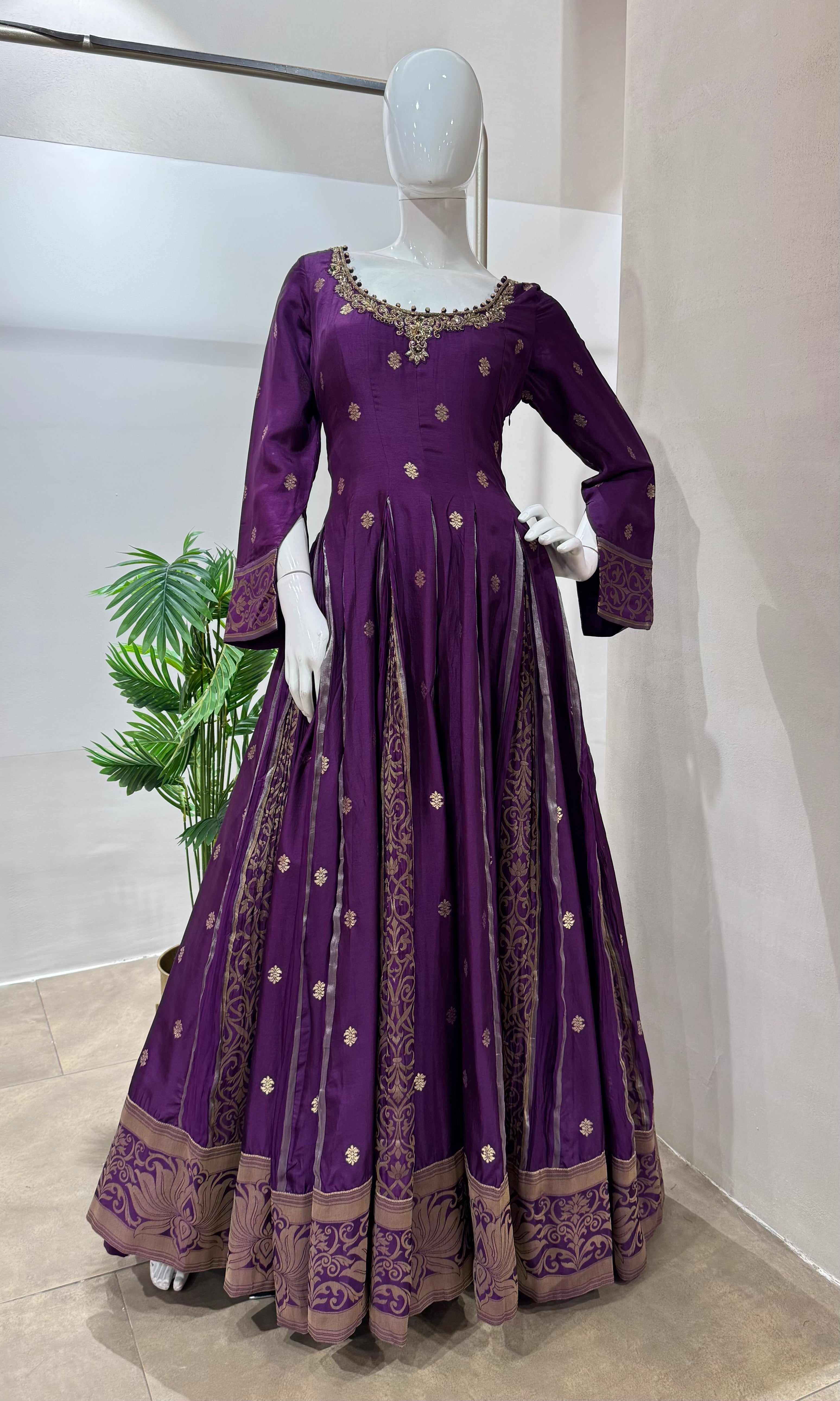REGAL PURPLE GOLDEN EMBROIDERED ANARKALI SET