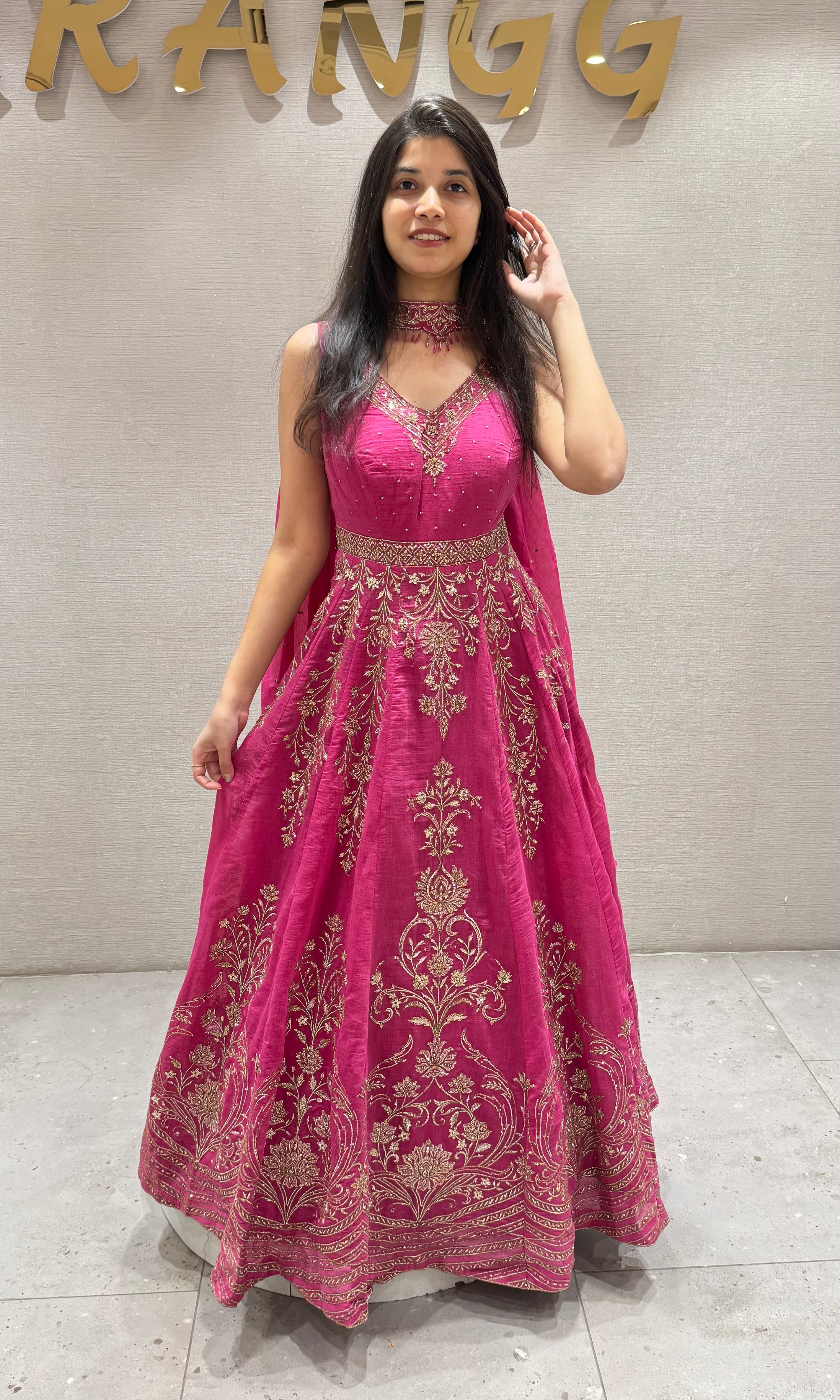 Rani Pink Georgette Anarkali DRESS