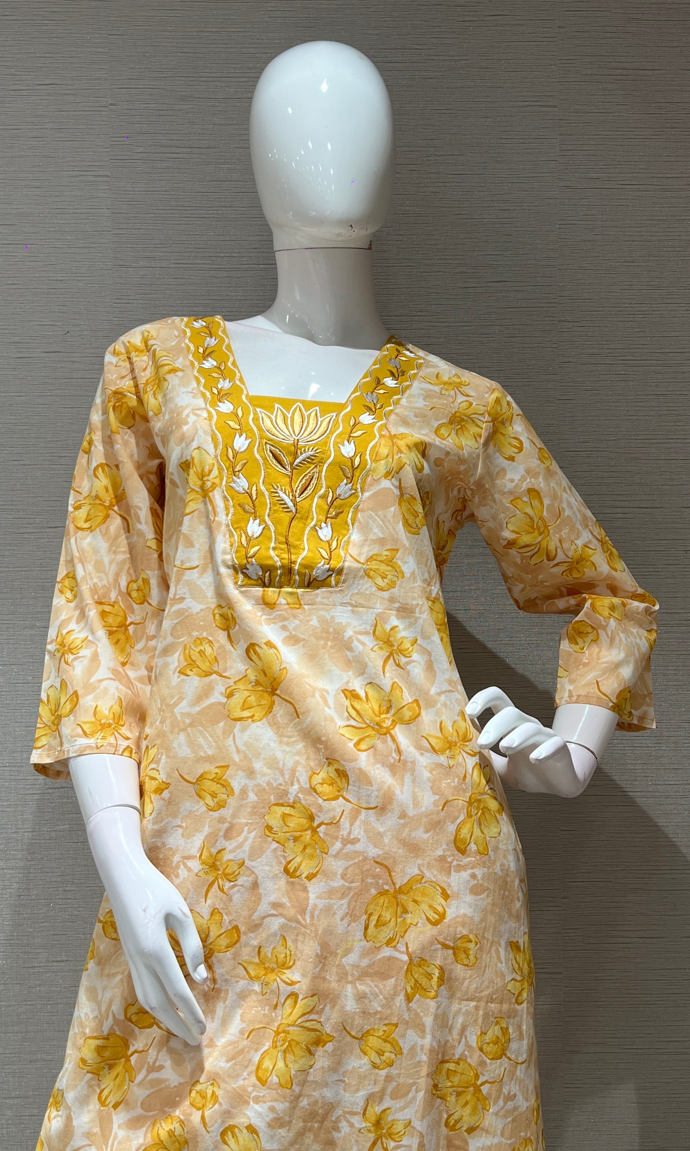 Yellow FLORAL PRINT kurta set