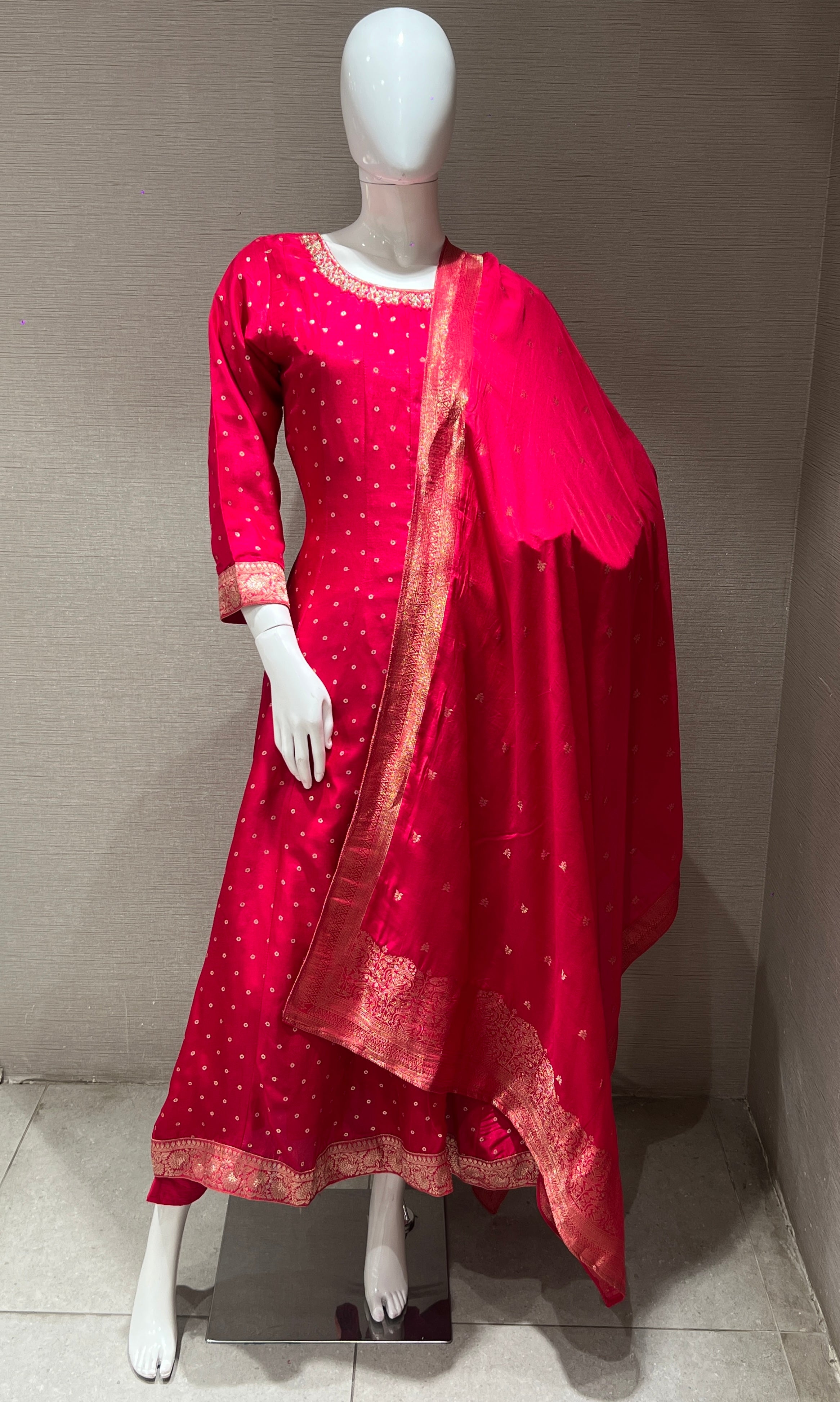Pink Anarkali with palazoo pants