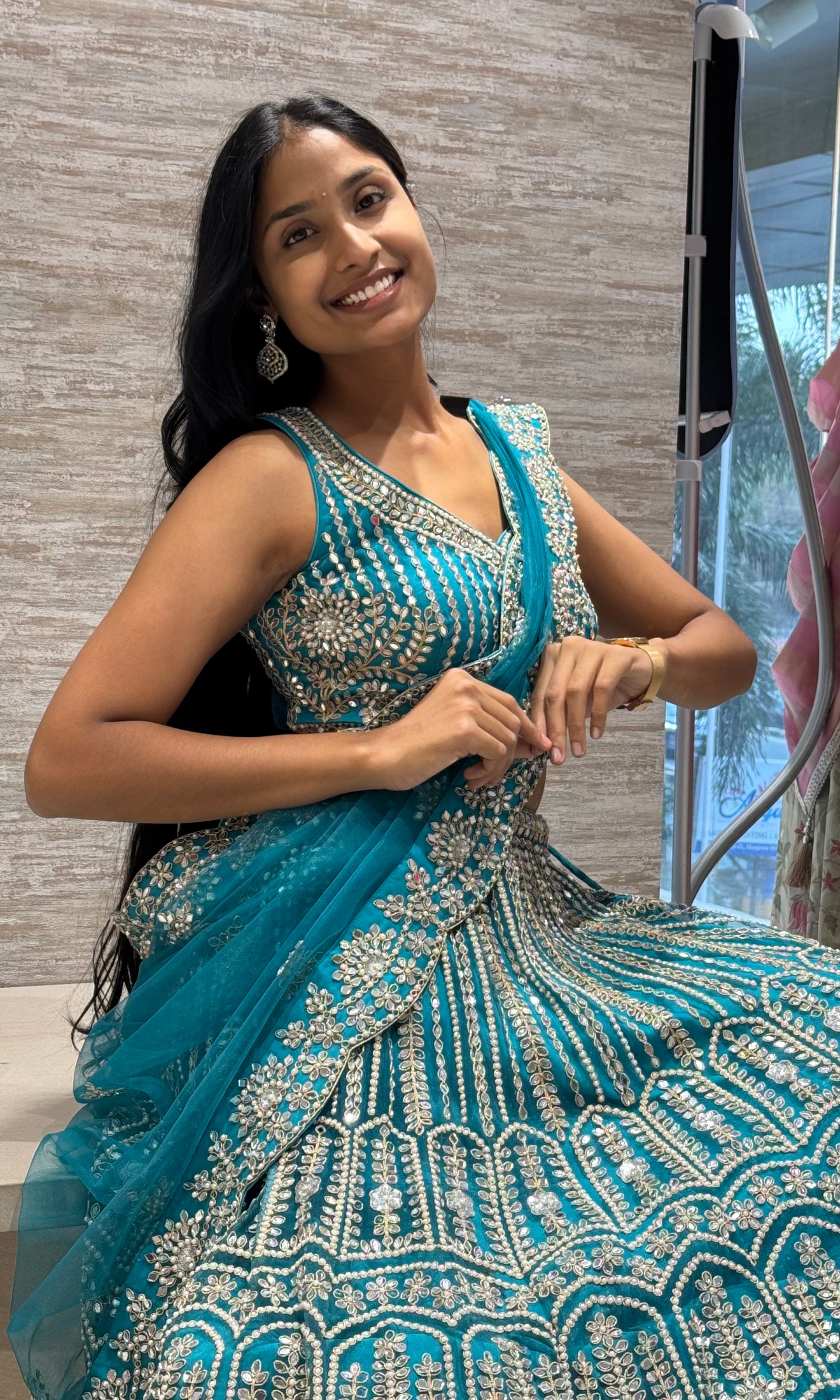 Rama Blue Silver Embroidered Lehenga Set