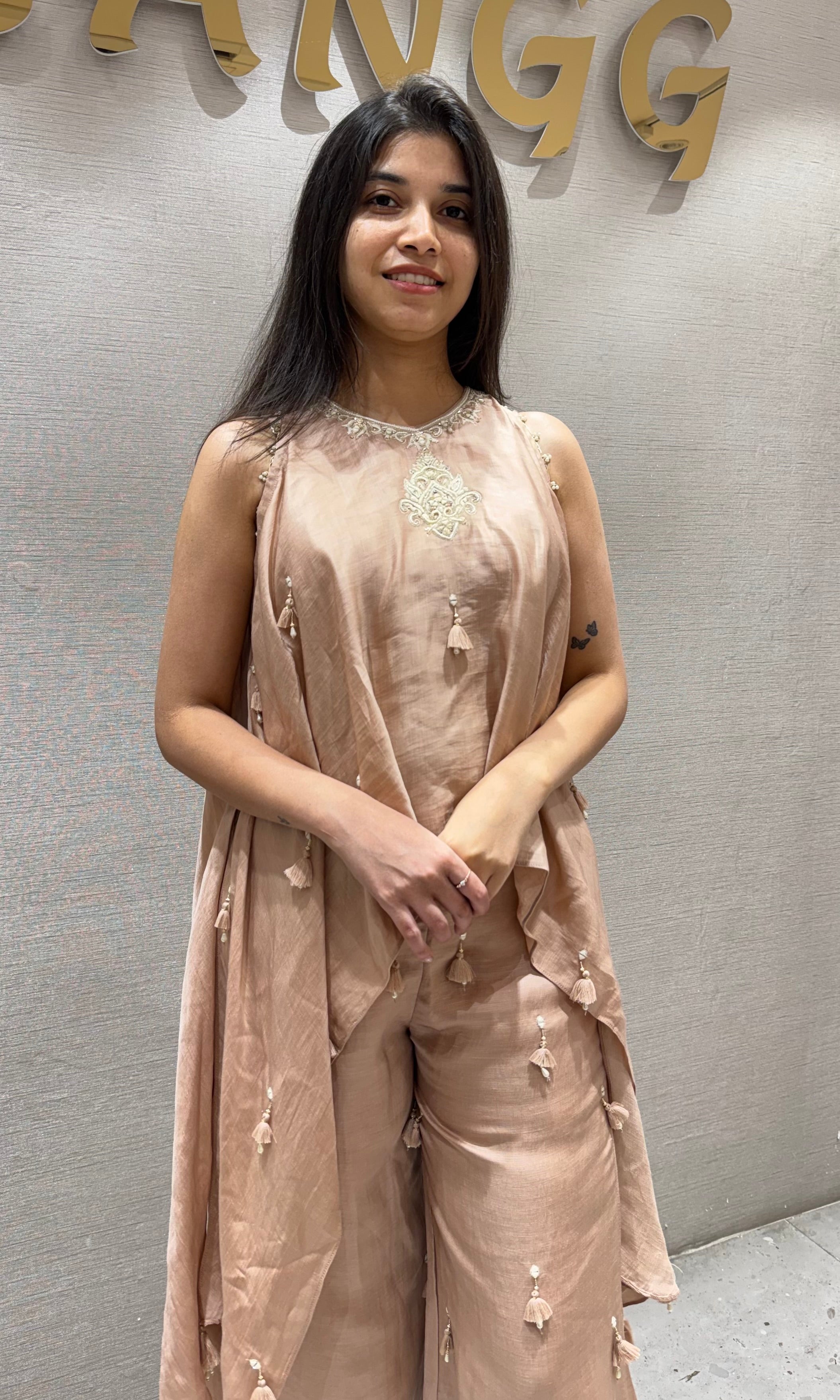 PEACH Embroidered PALAZZO Set