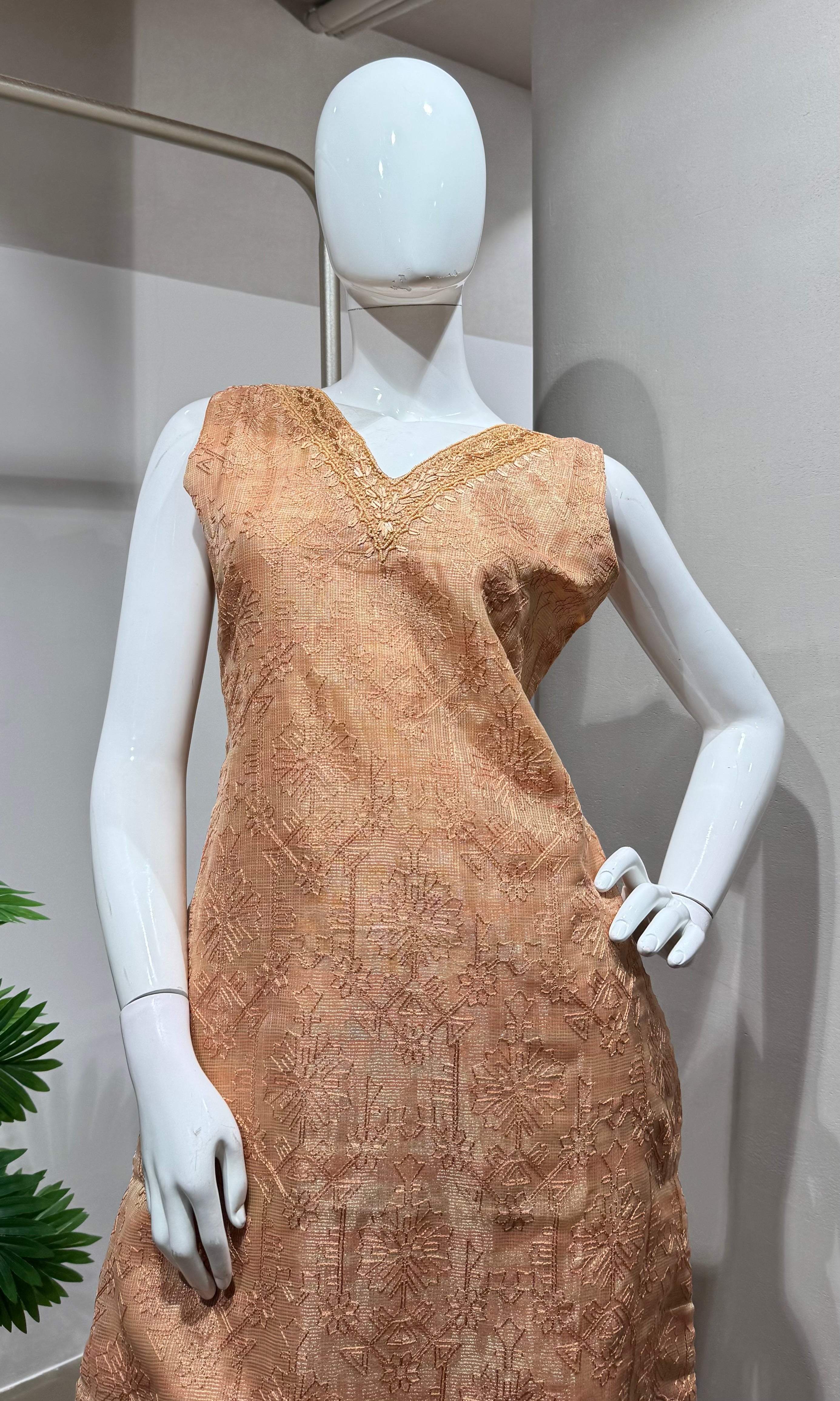 Peach Shimmer Tissue Suit with DUPATTA