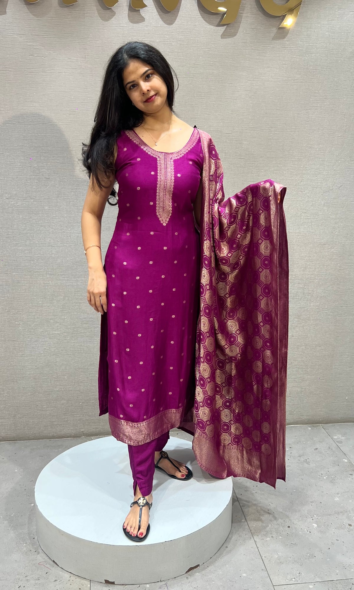 Purple banarasi Silk Kurta Set with Dupatta
