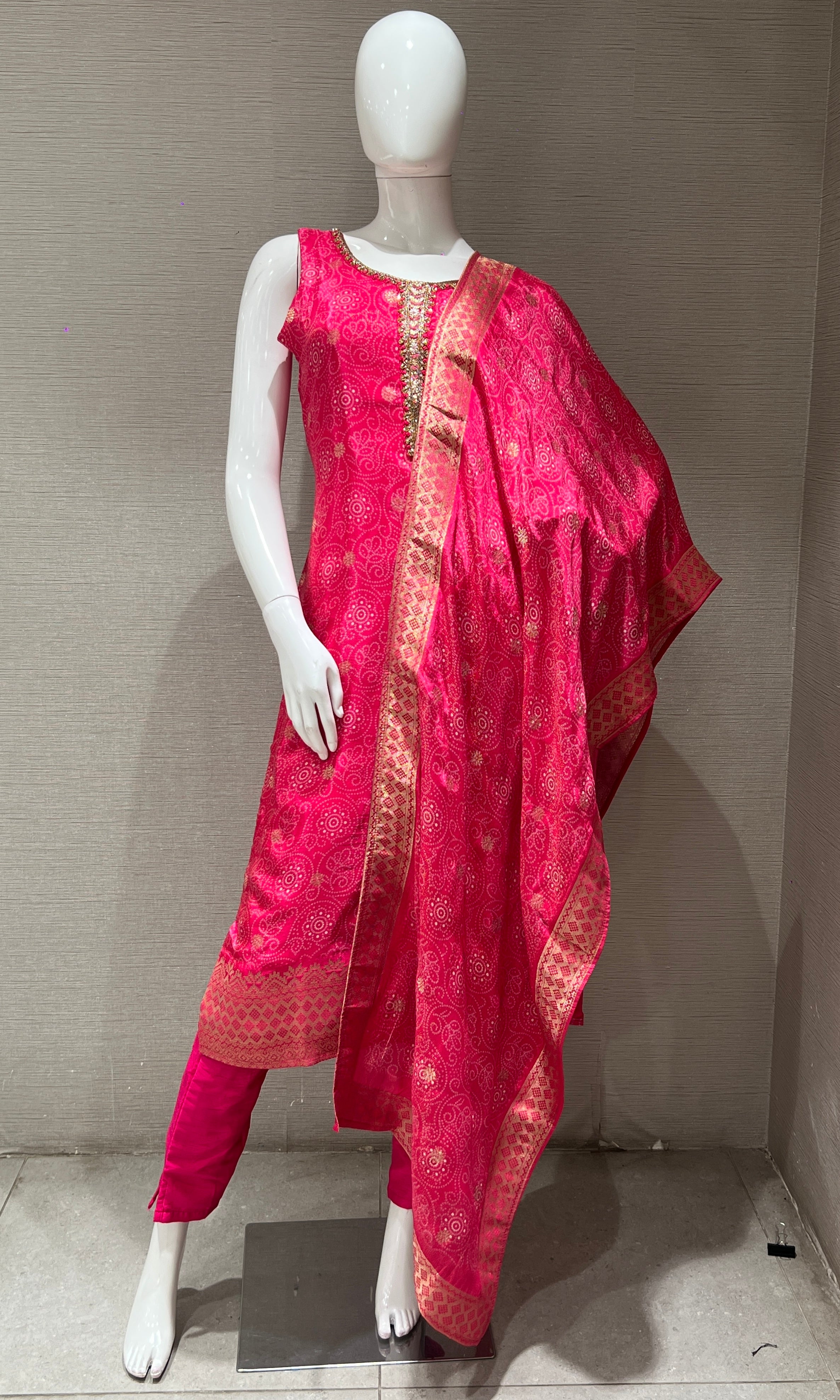 Pink and Gold Ethnic Kurta Set