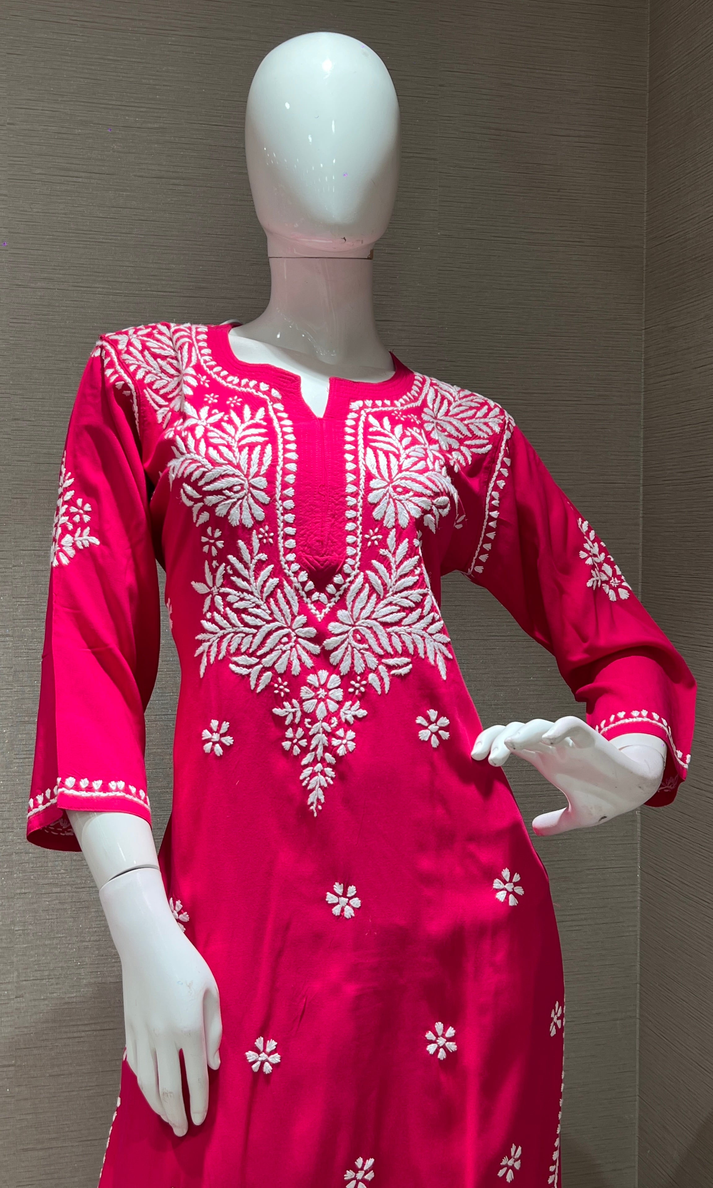 Rani pink CHINKANKARI KURTA SET