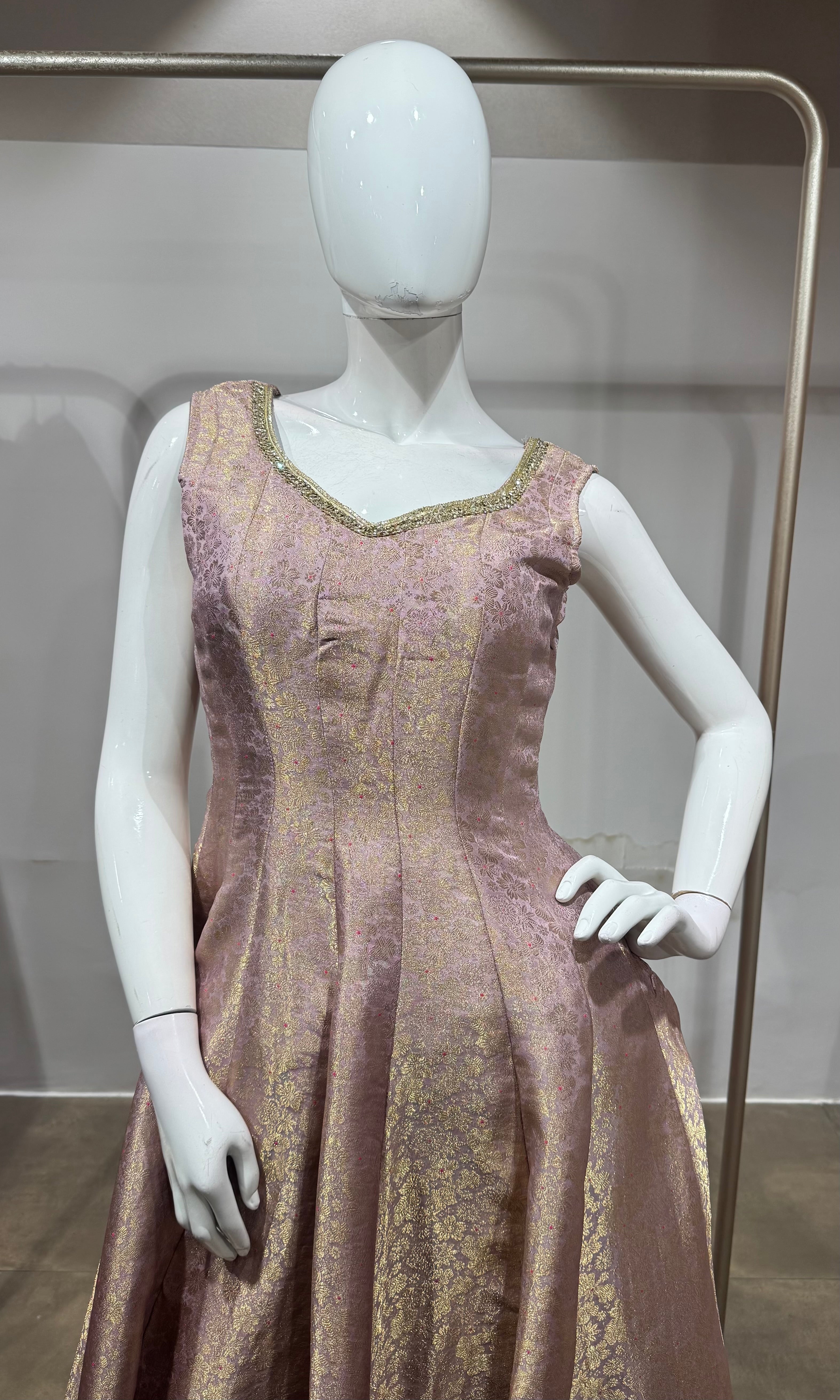 Lavender Banarasi anarkali with palazzo pants