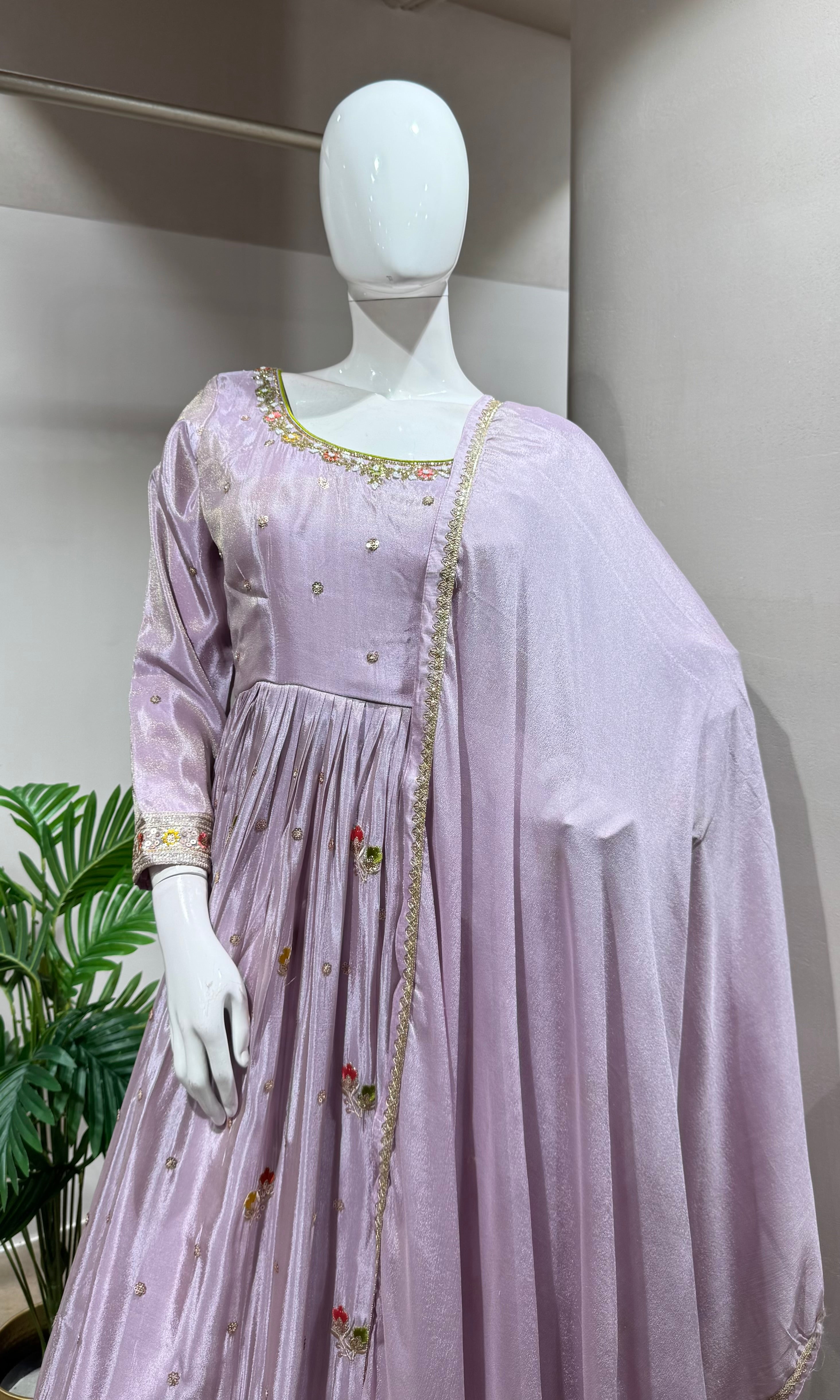 LAVENDER Embroidered Anarkali SET