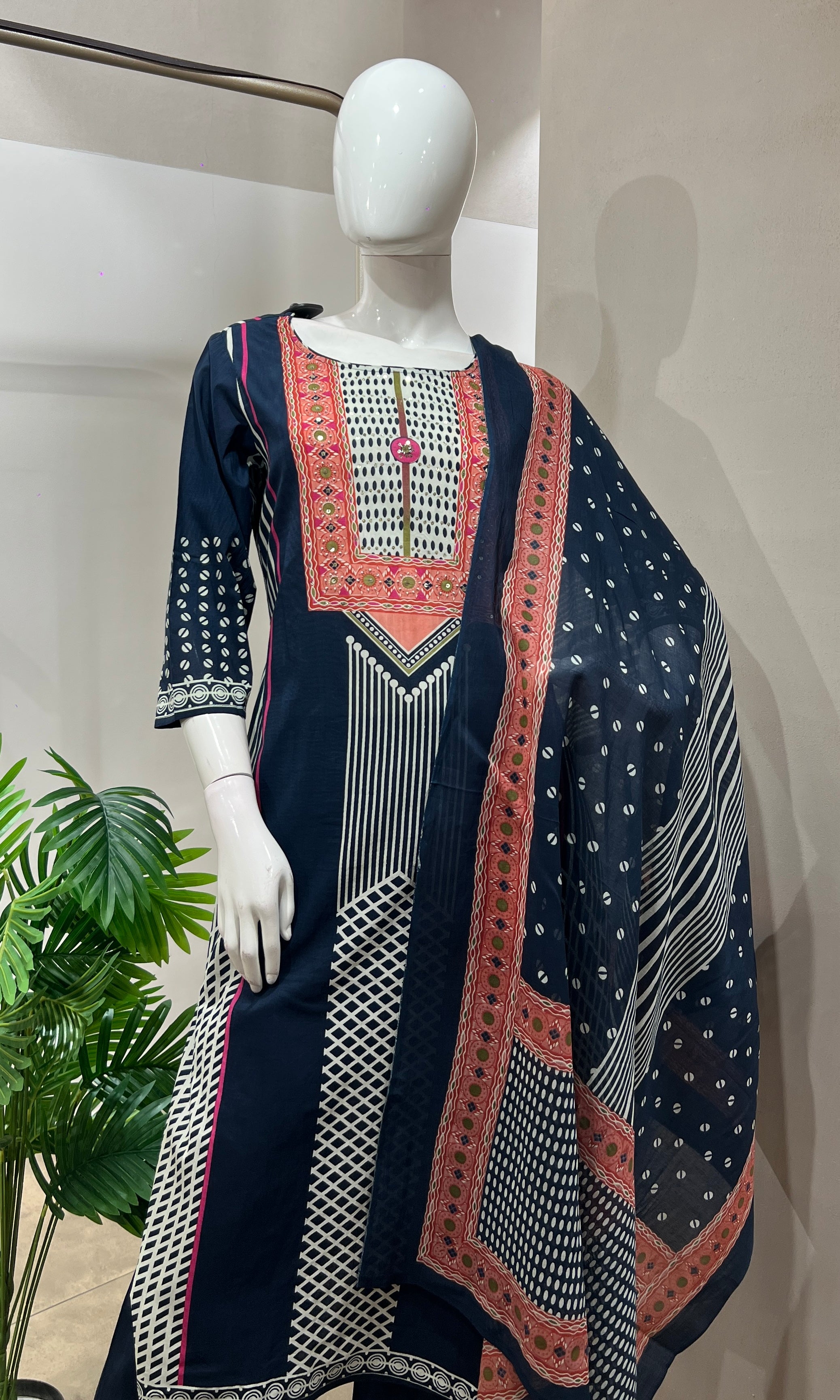 Blue ETHNIC PRINTED kurta set