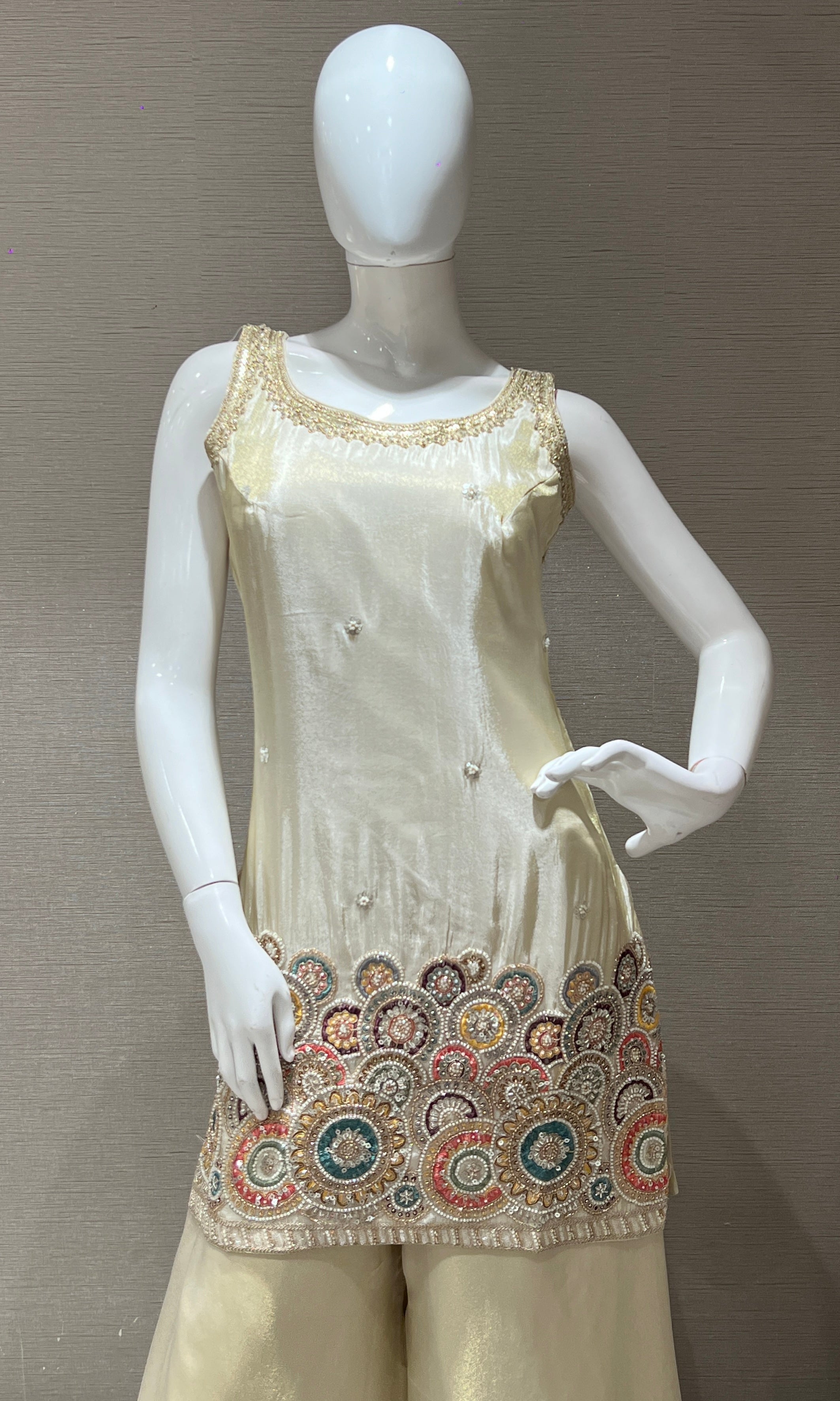 Ivory white shimmer tissue palazzo