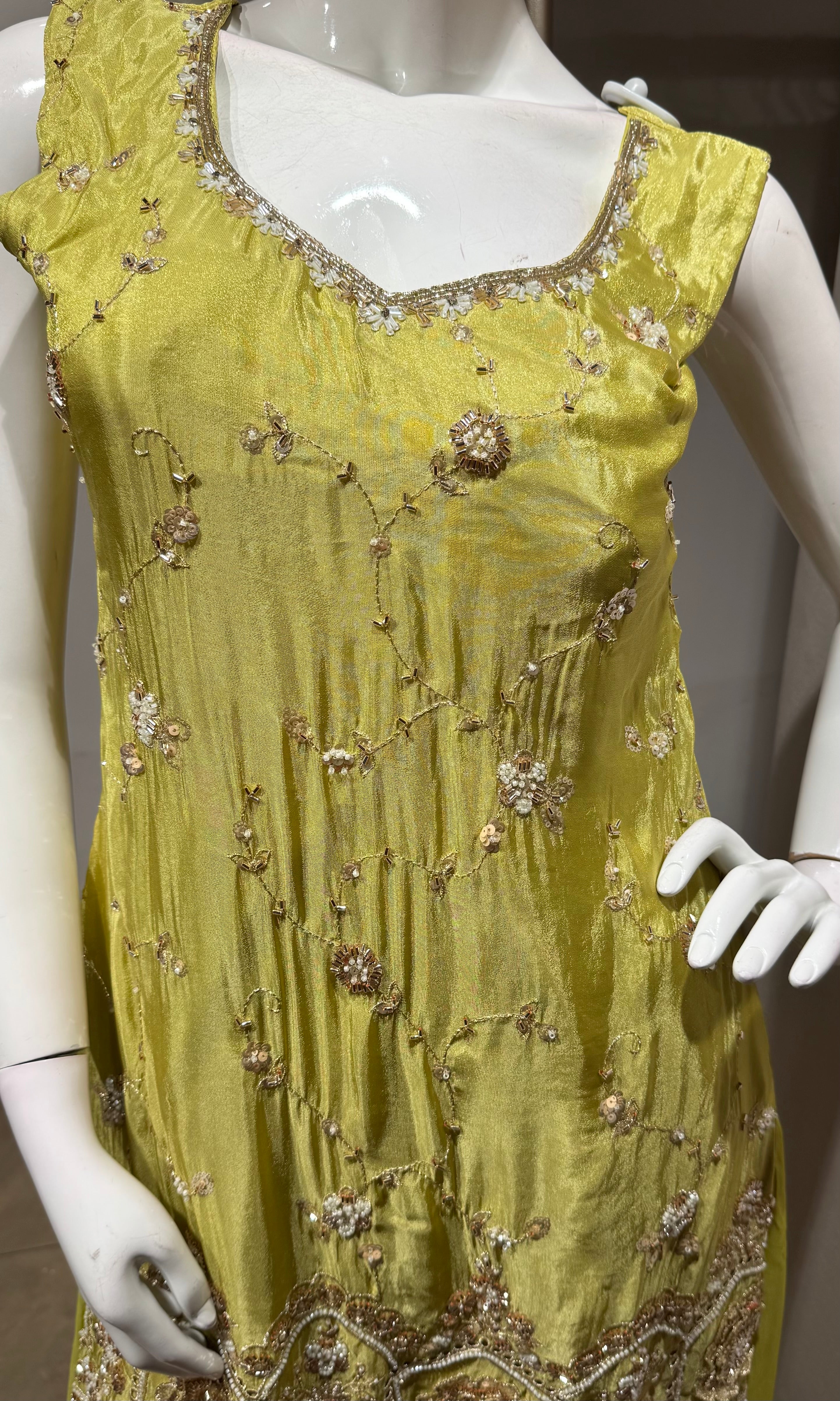 Mehendi Green Georgette Sharara Ensemble