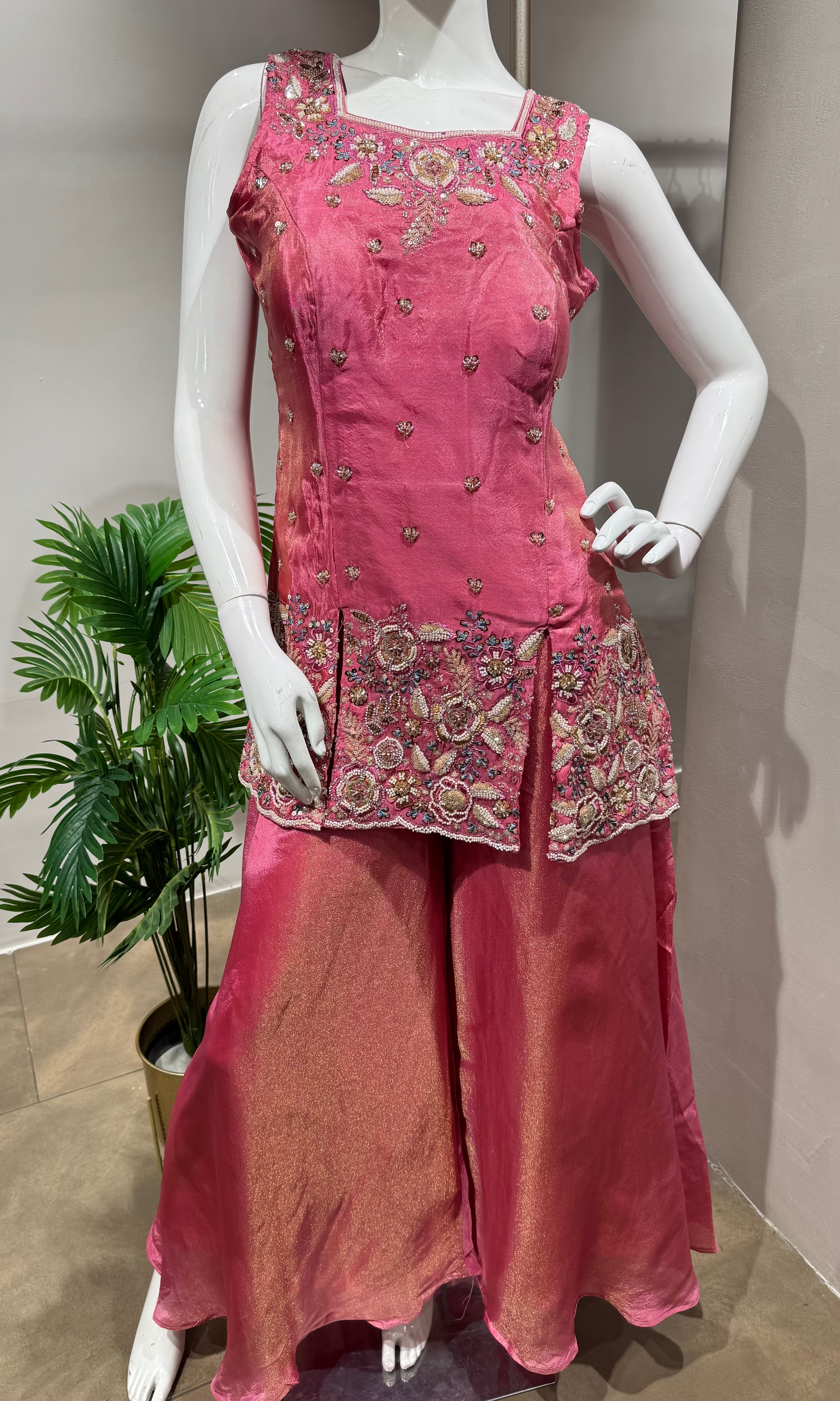 BABY PINK Embroidered Sharara SET