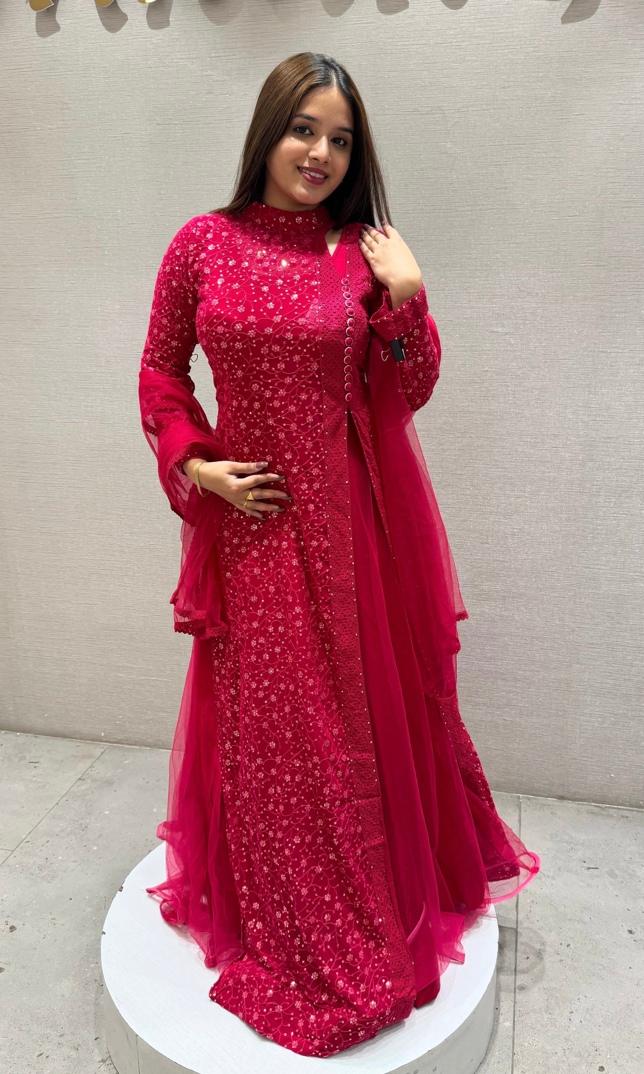 Raspberry pink long dress