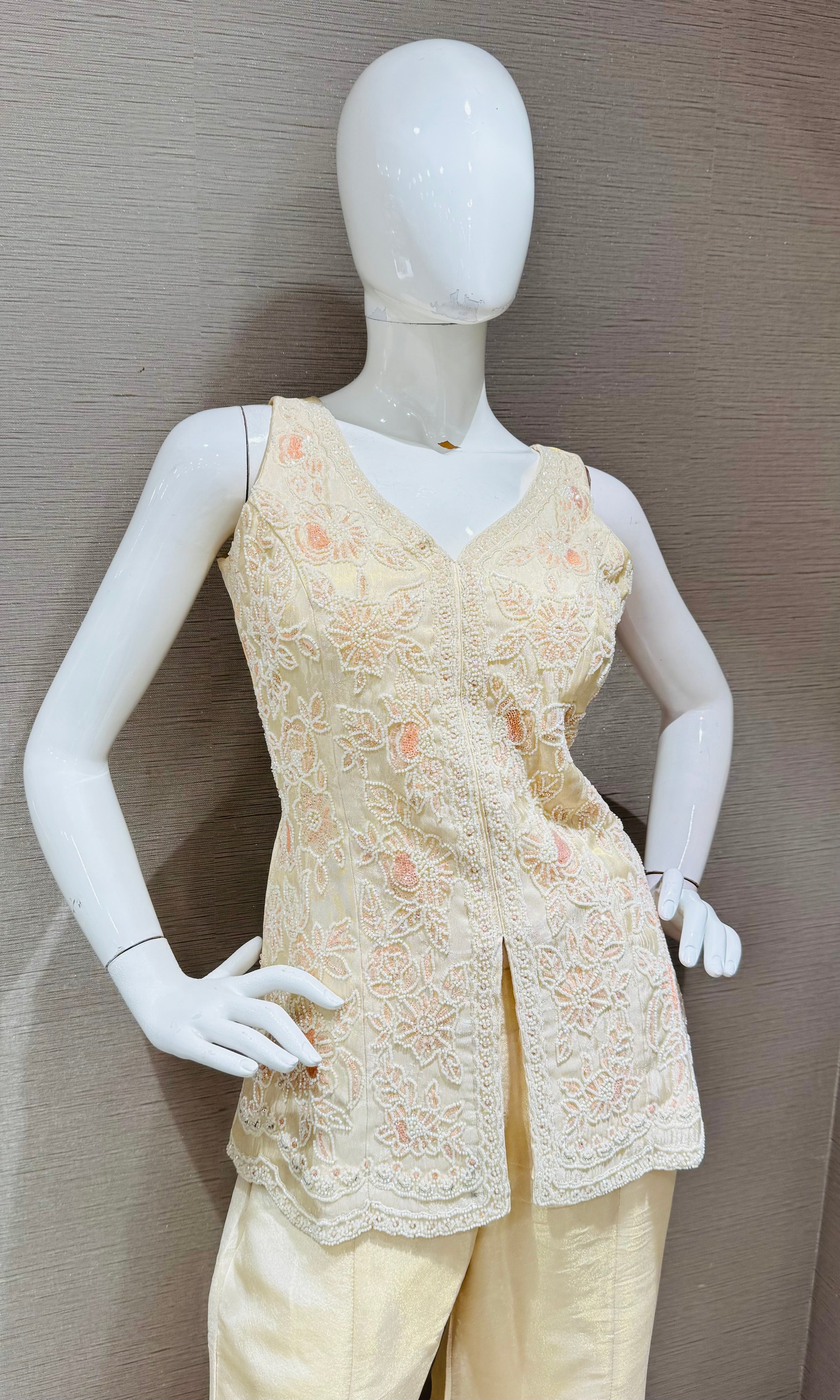 IVORY Georgette peplum Palazzo set