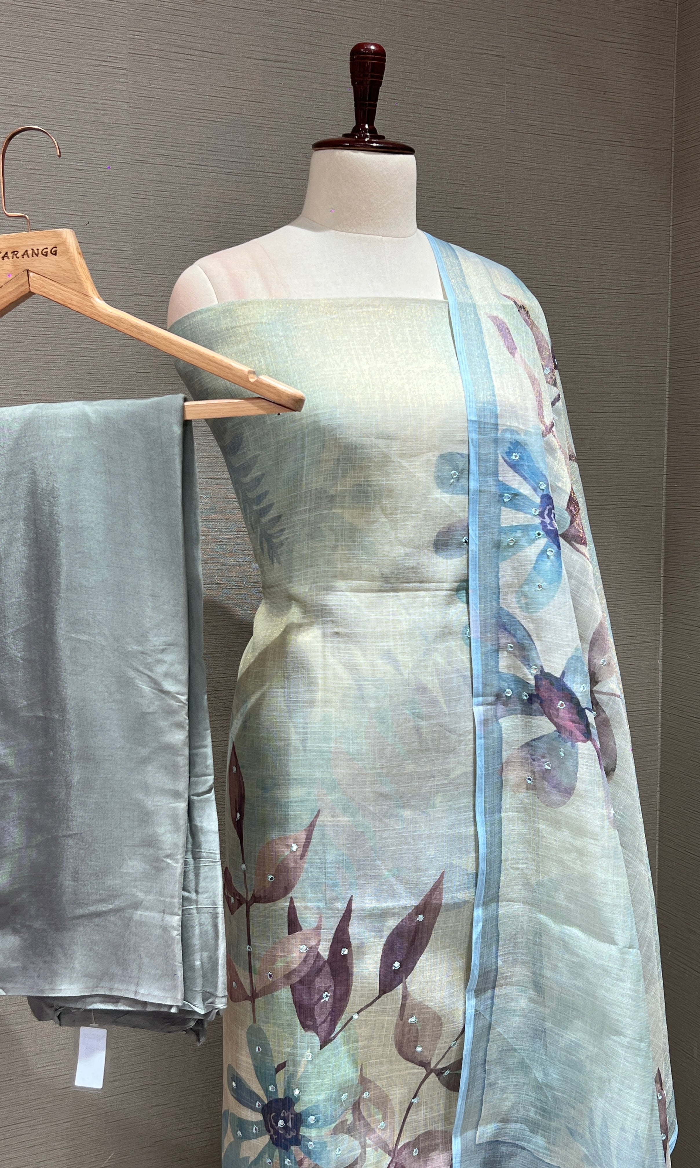 Sea blue dress material