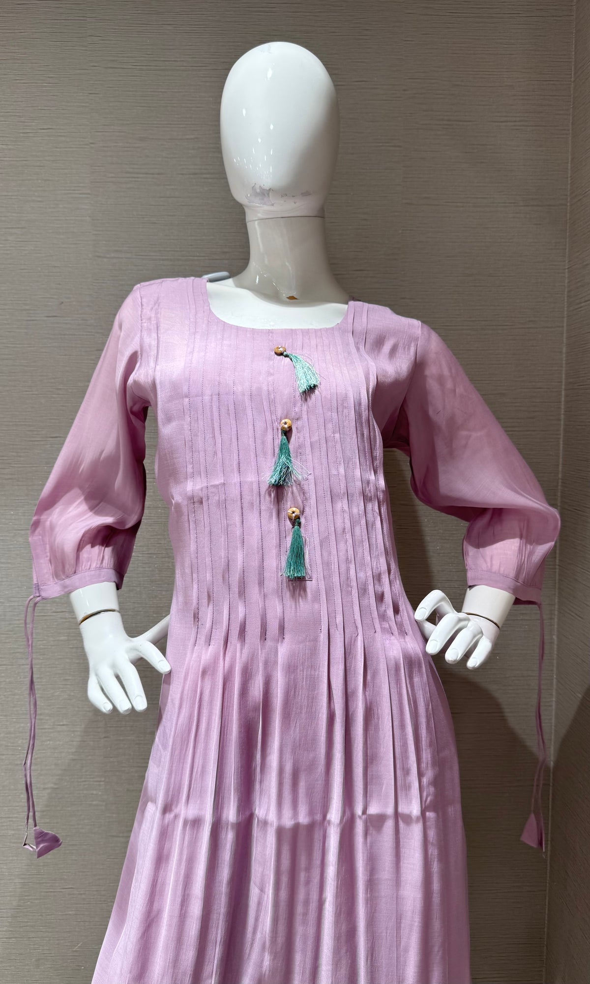 Lavander cotton Kurti top with blue Florals