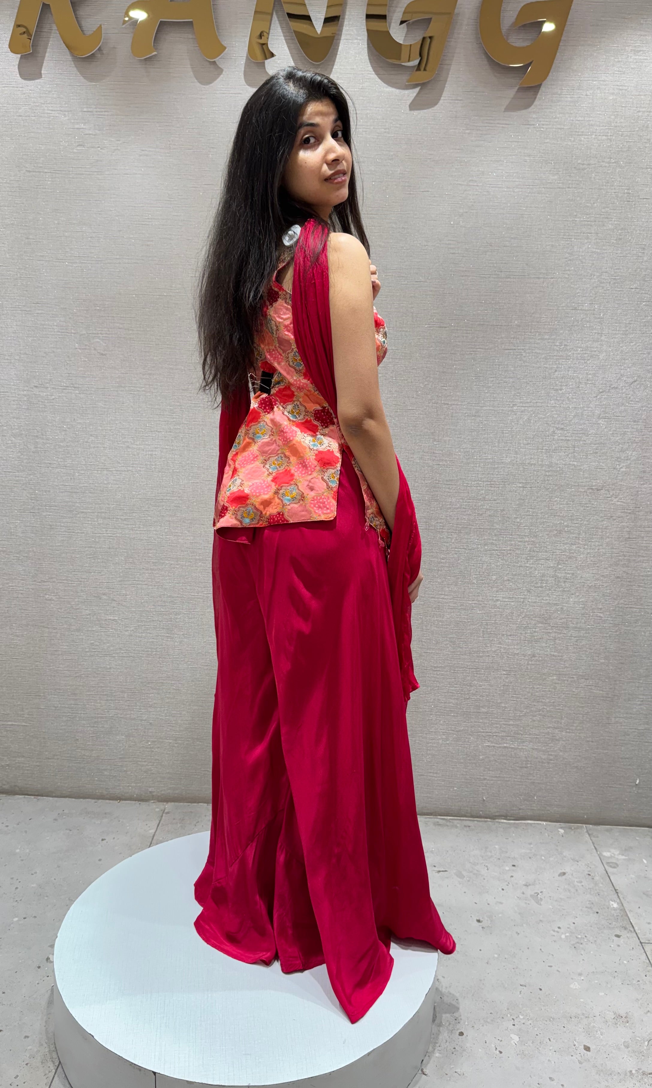 RED Embroidered Indo-Western Palazzo Set