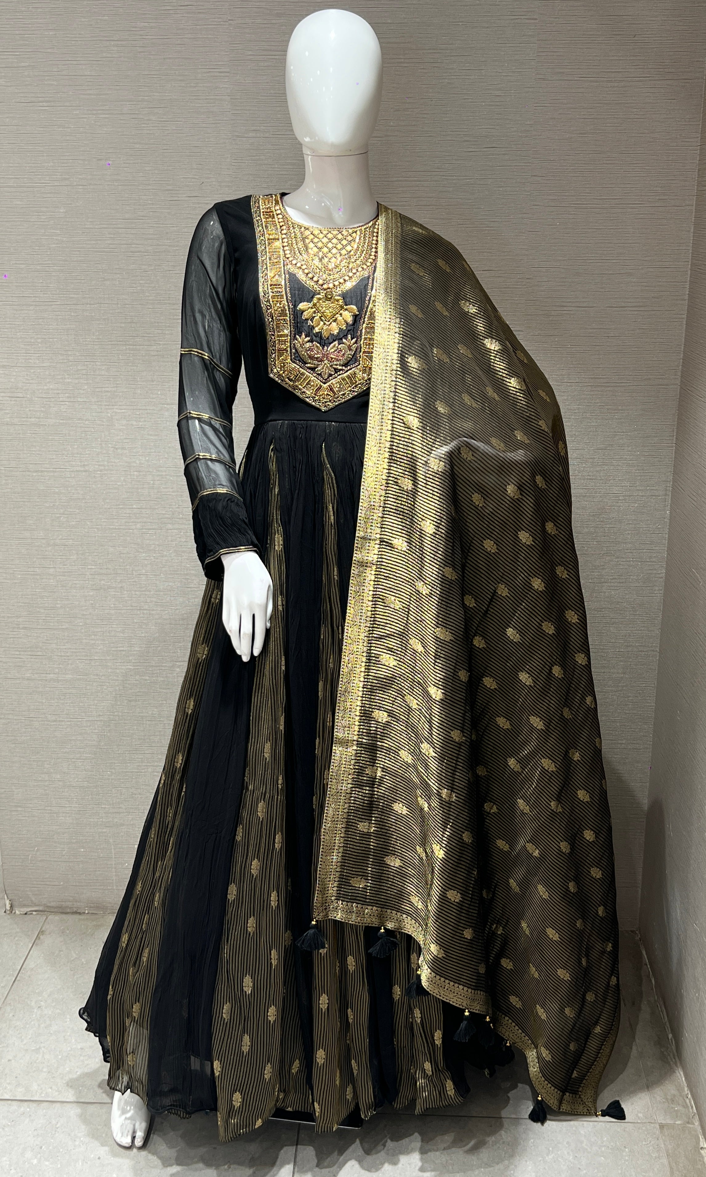 Black GOLDEN ANARKALI