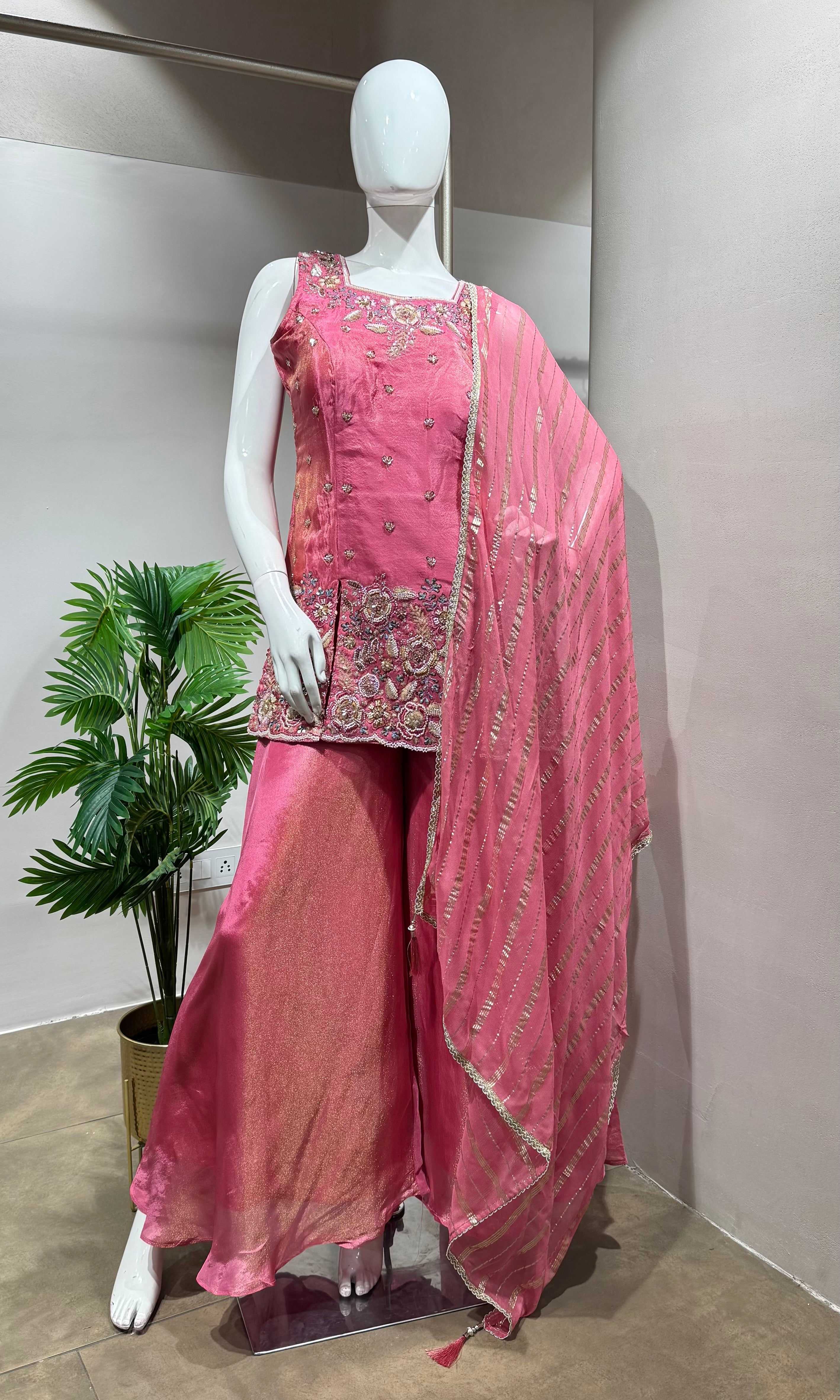 BABY PINK Embroidered Kurta and Sharara with Matching Dupatta