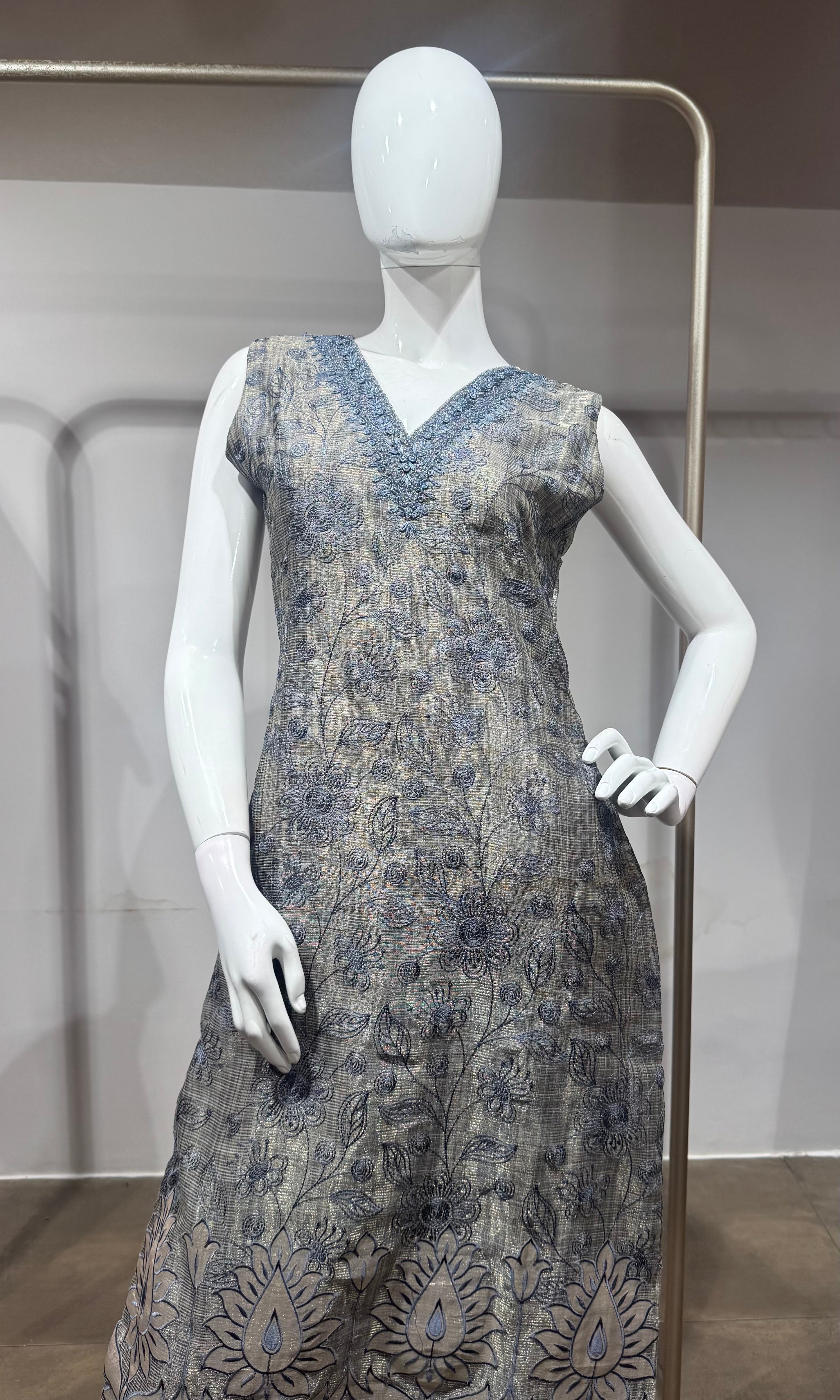 Blue Embroidered Net Salwar Kurta set