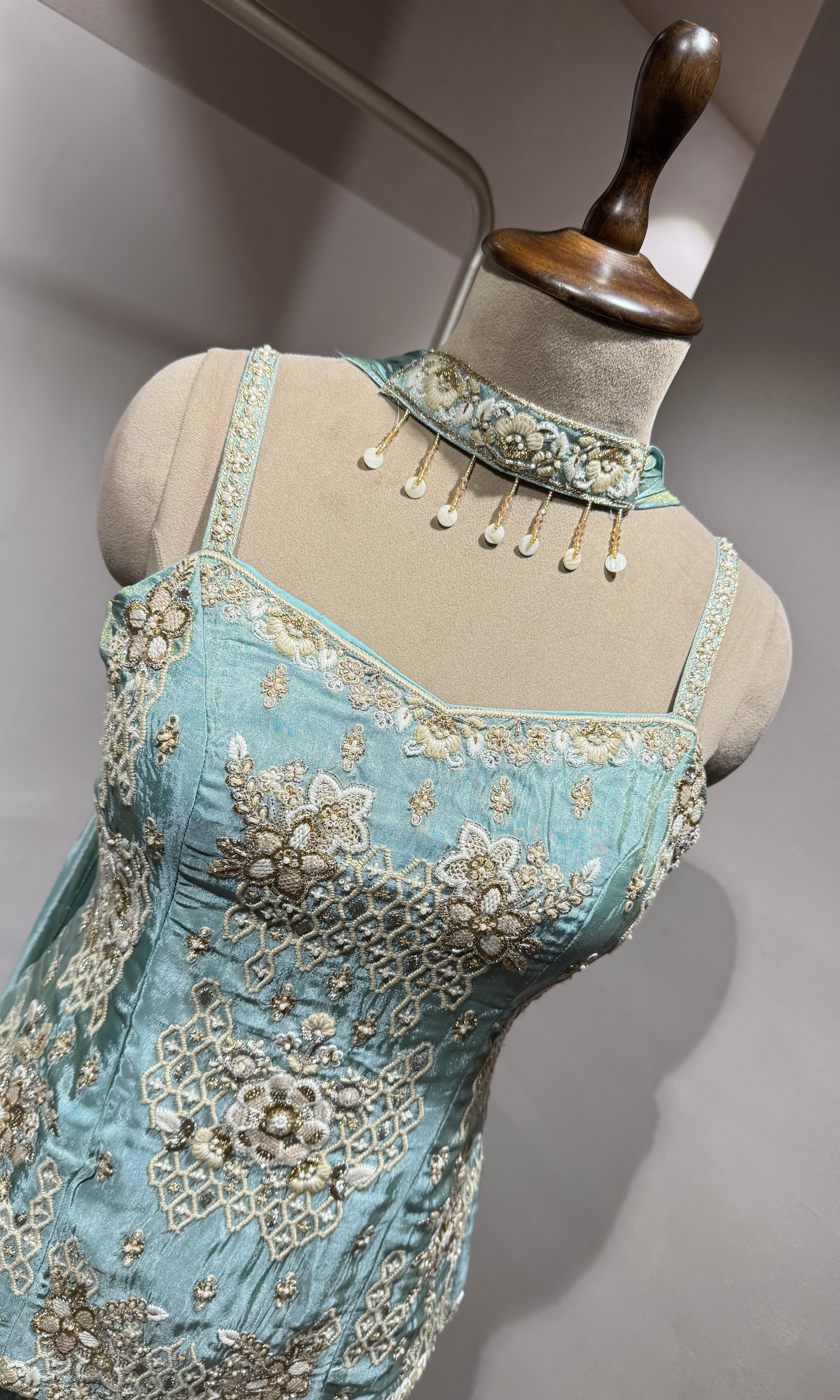 Sea blue GOLD ZARI WORK PALAZZO SET