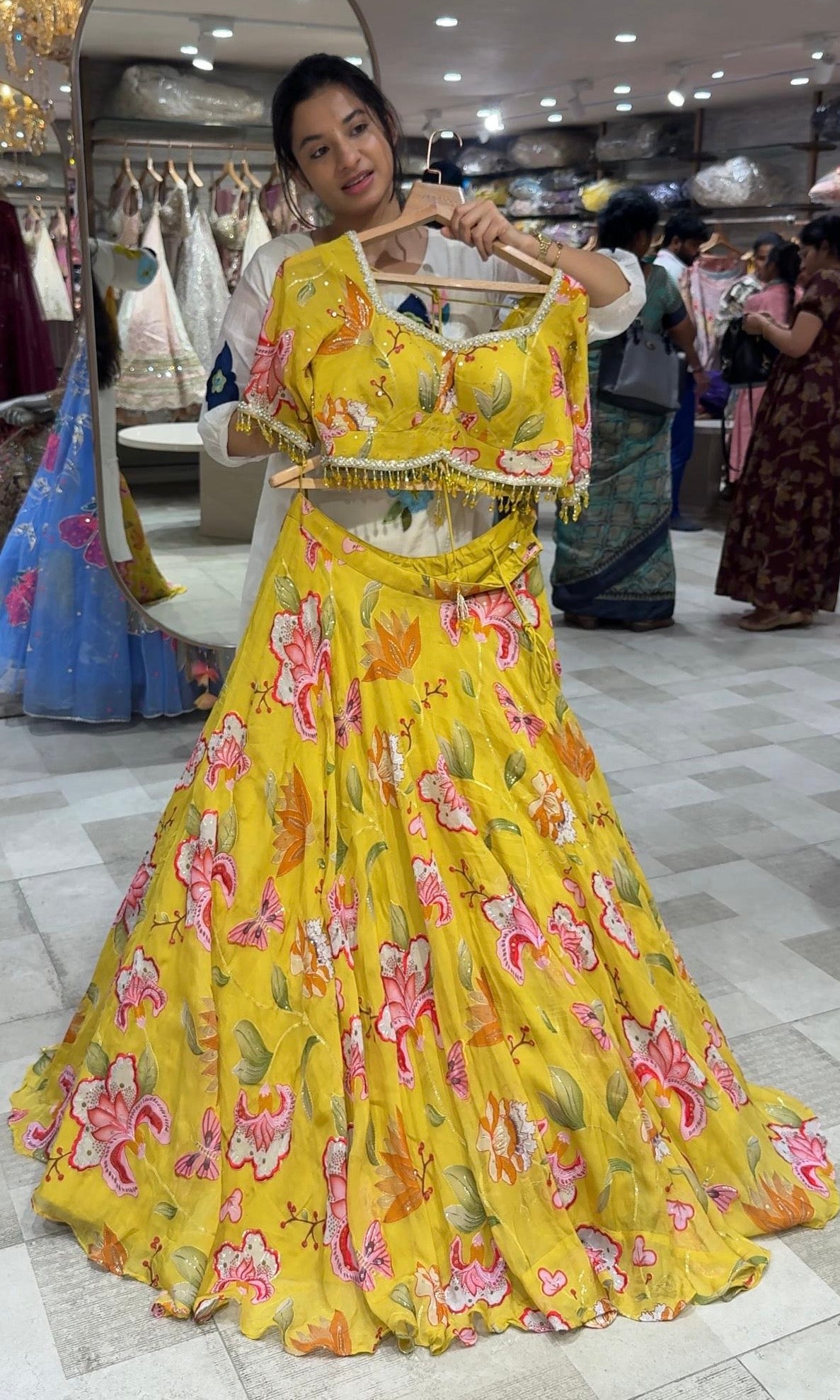 Sunshine Yellow Floral Lehenga