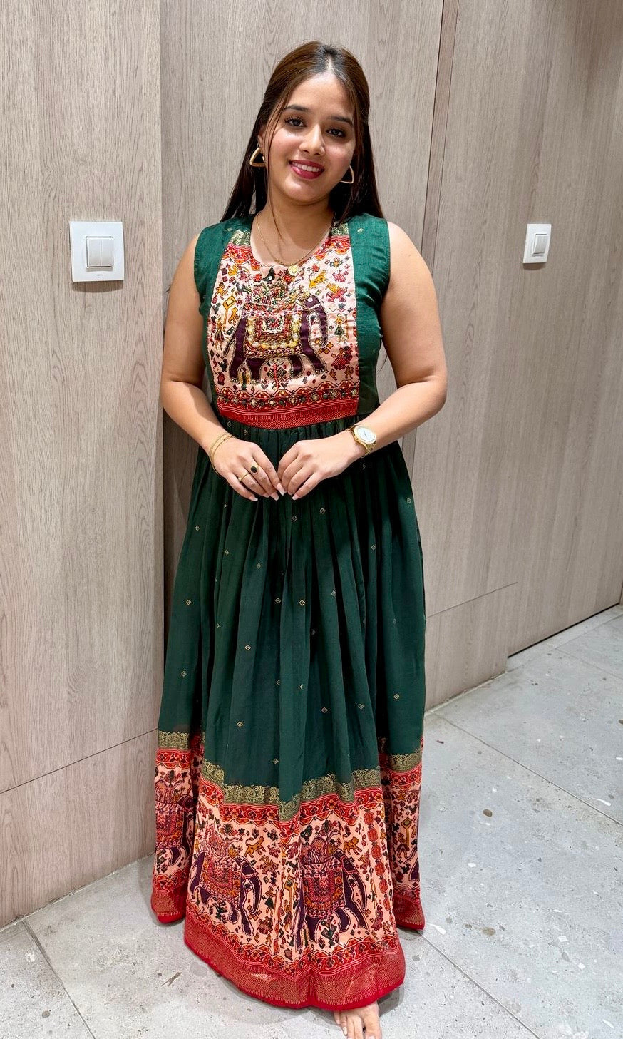 Green ELEPHANT ETHINC KURTI TOP