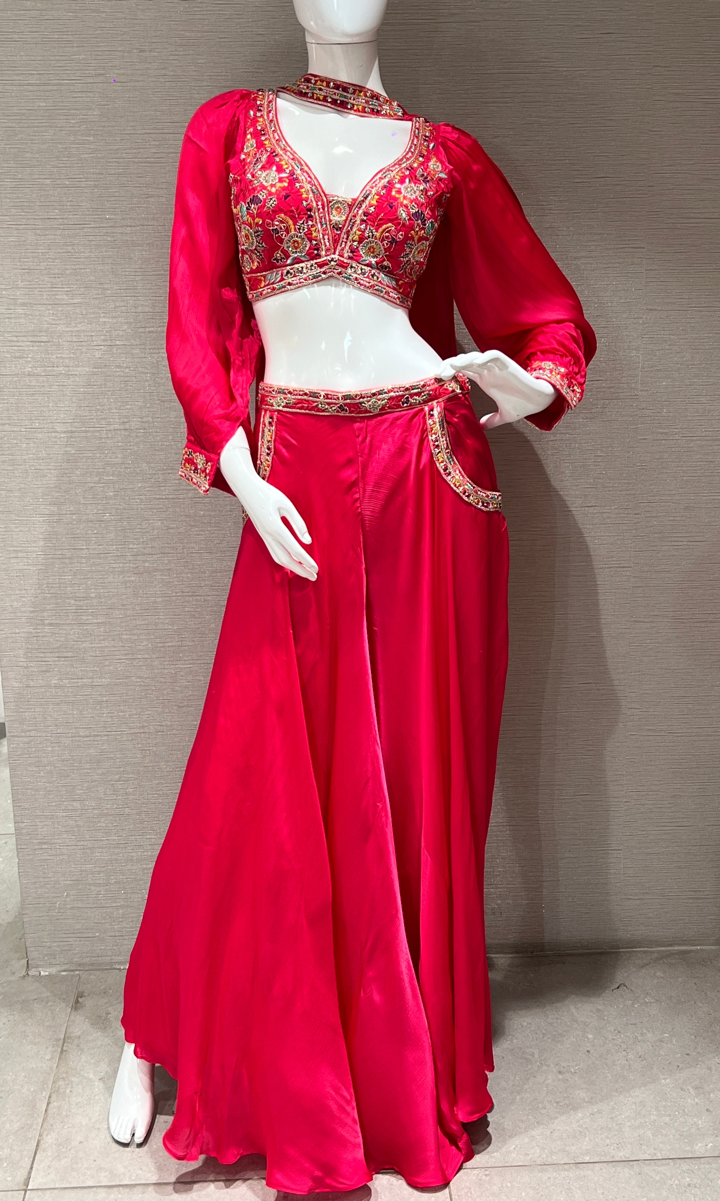 Pink palazzo with crop top