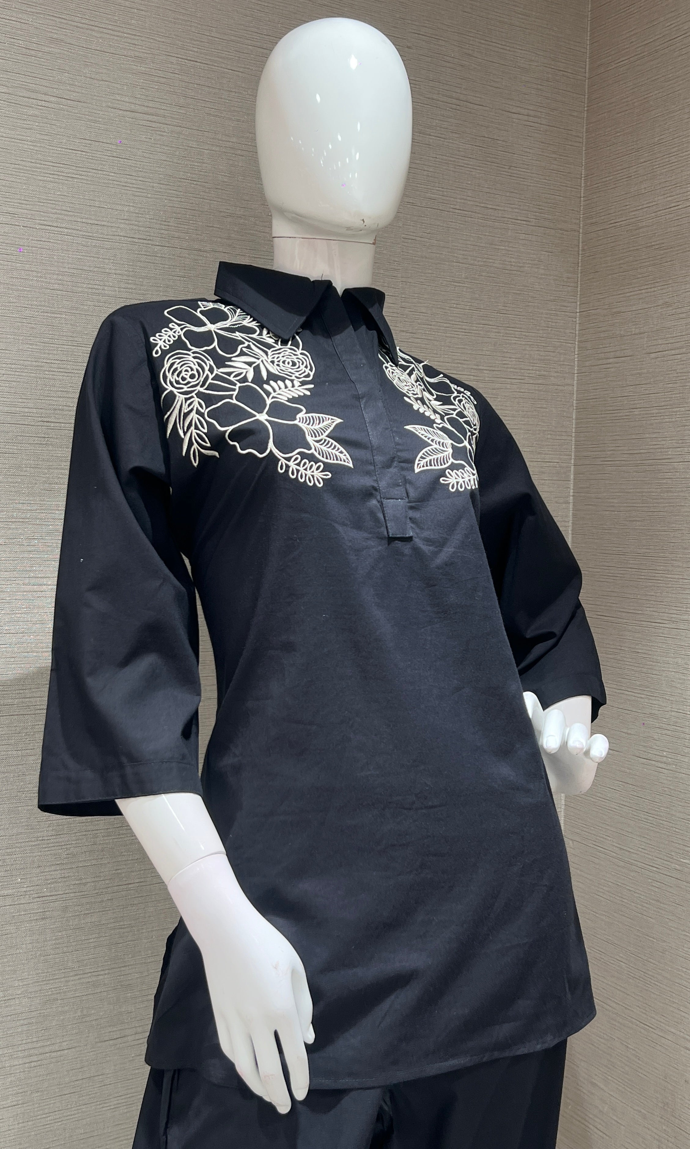 Black Ivory Floral Cord set