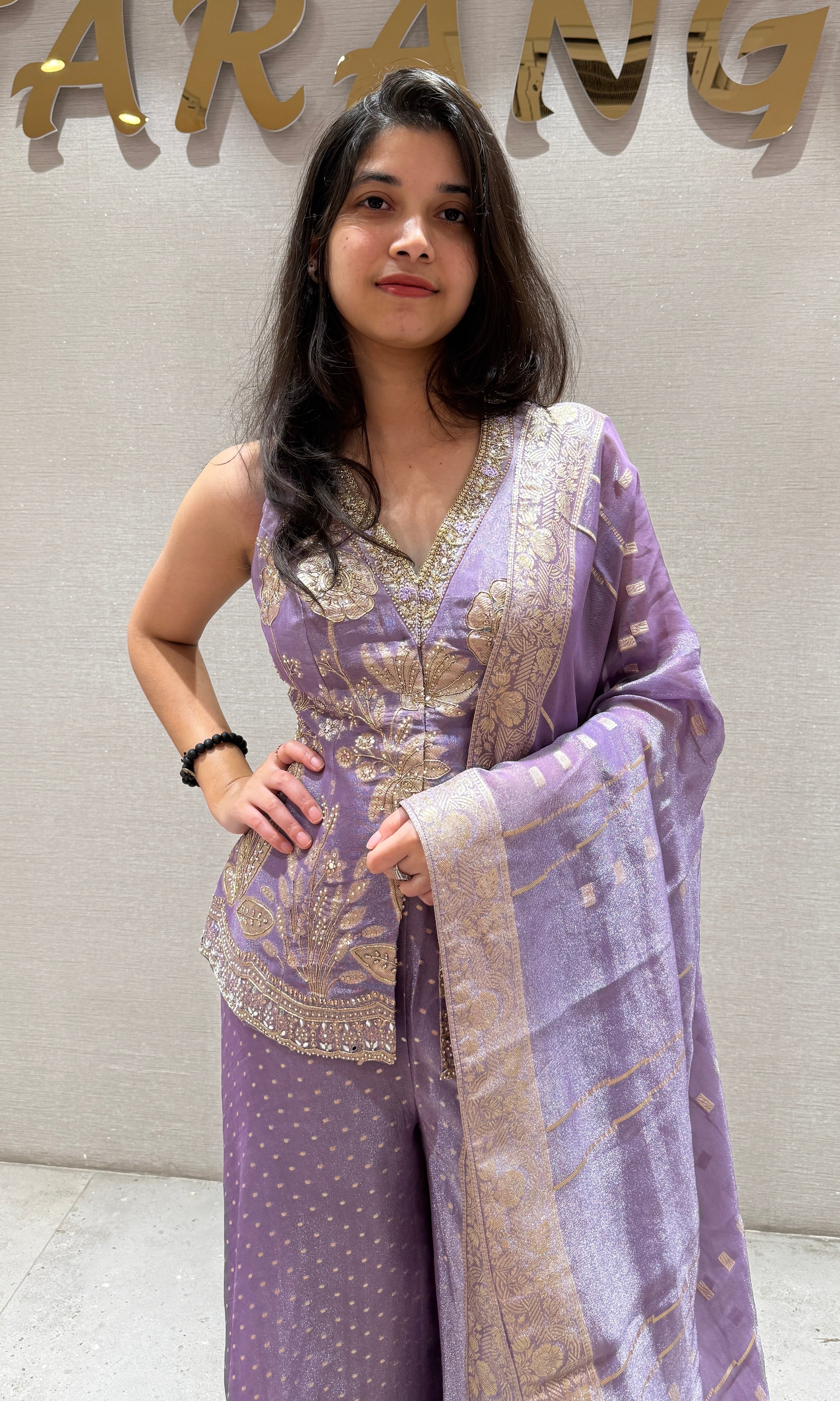 Lilac Embroidered Palazzo Set