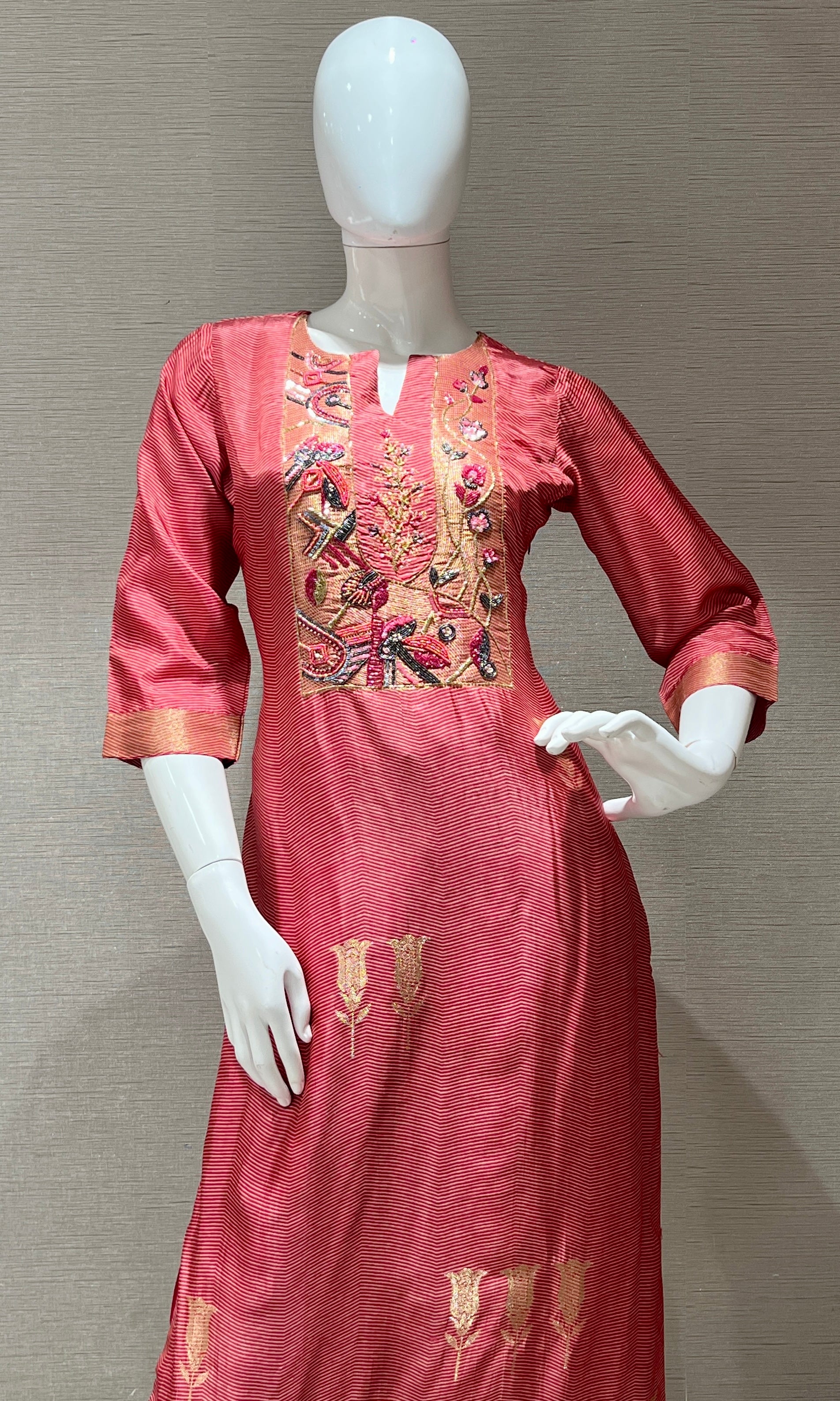 Pink and black ensemble kurta set