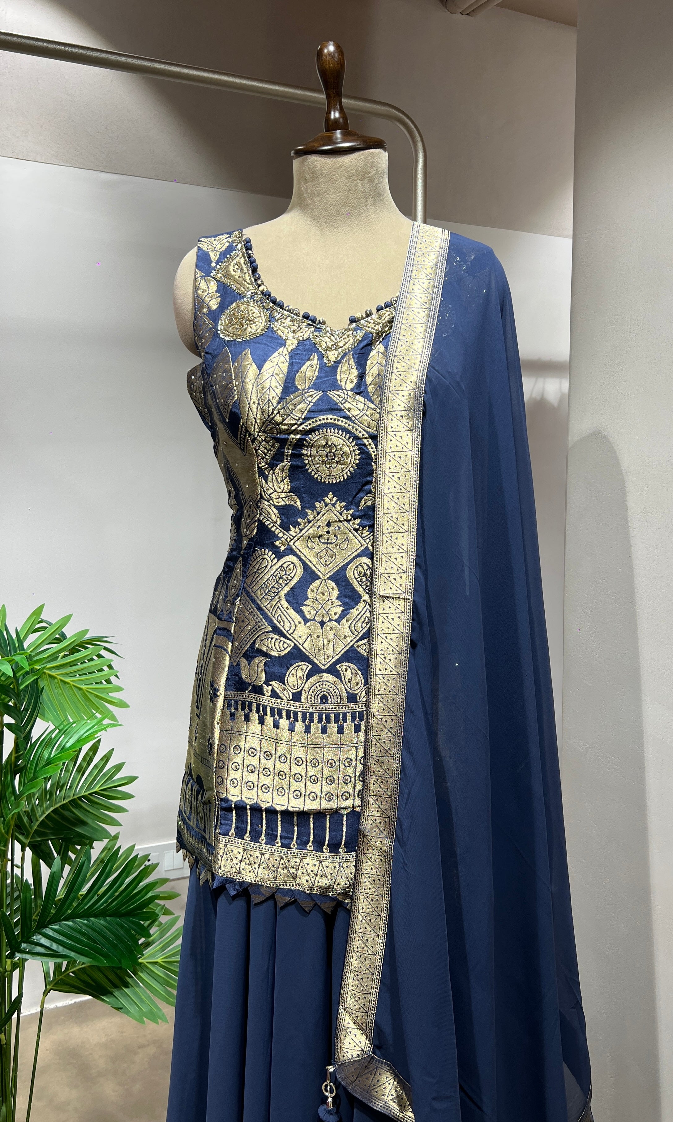 TEAL Blue Georgette Sharara Set & Dupatta