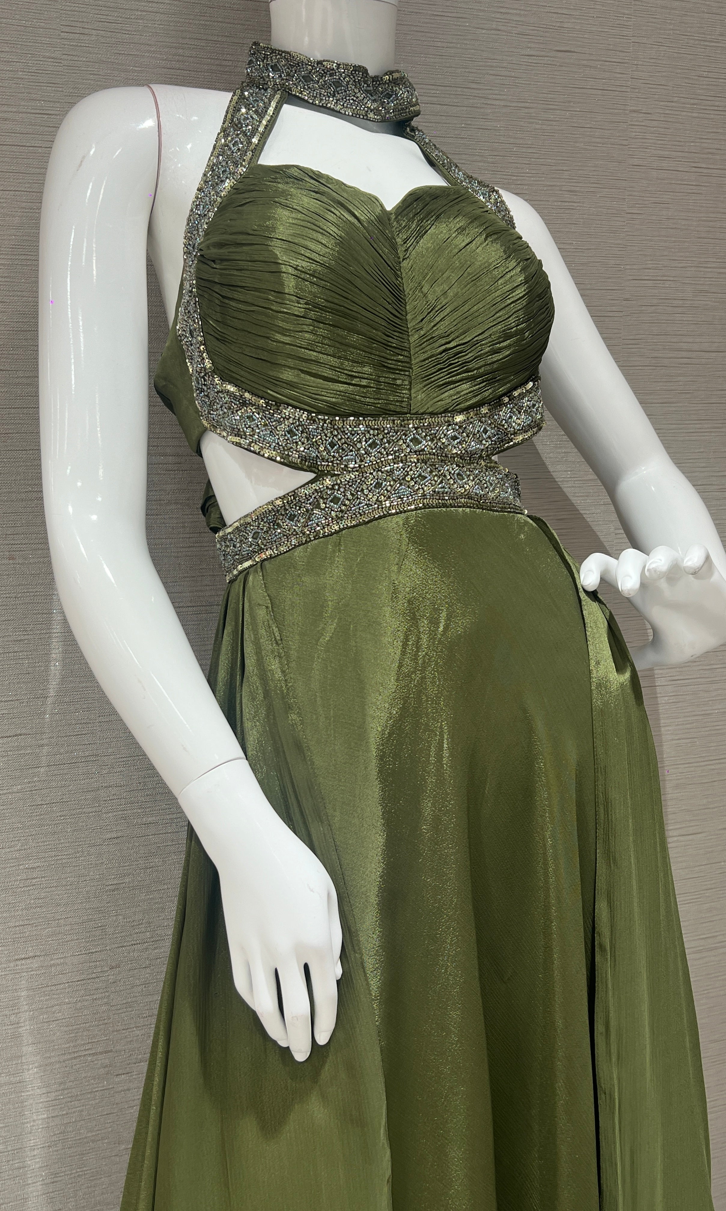 Green long dress