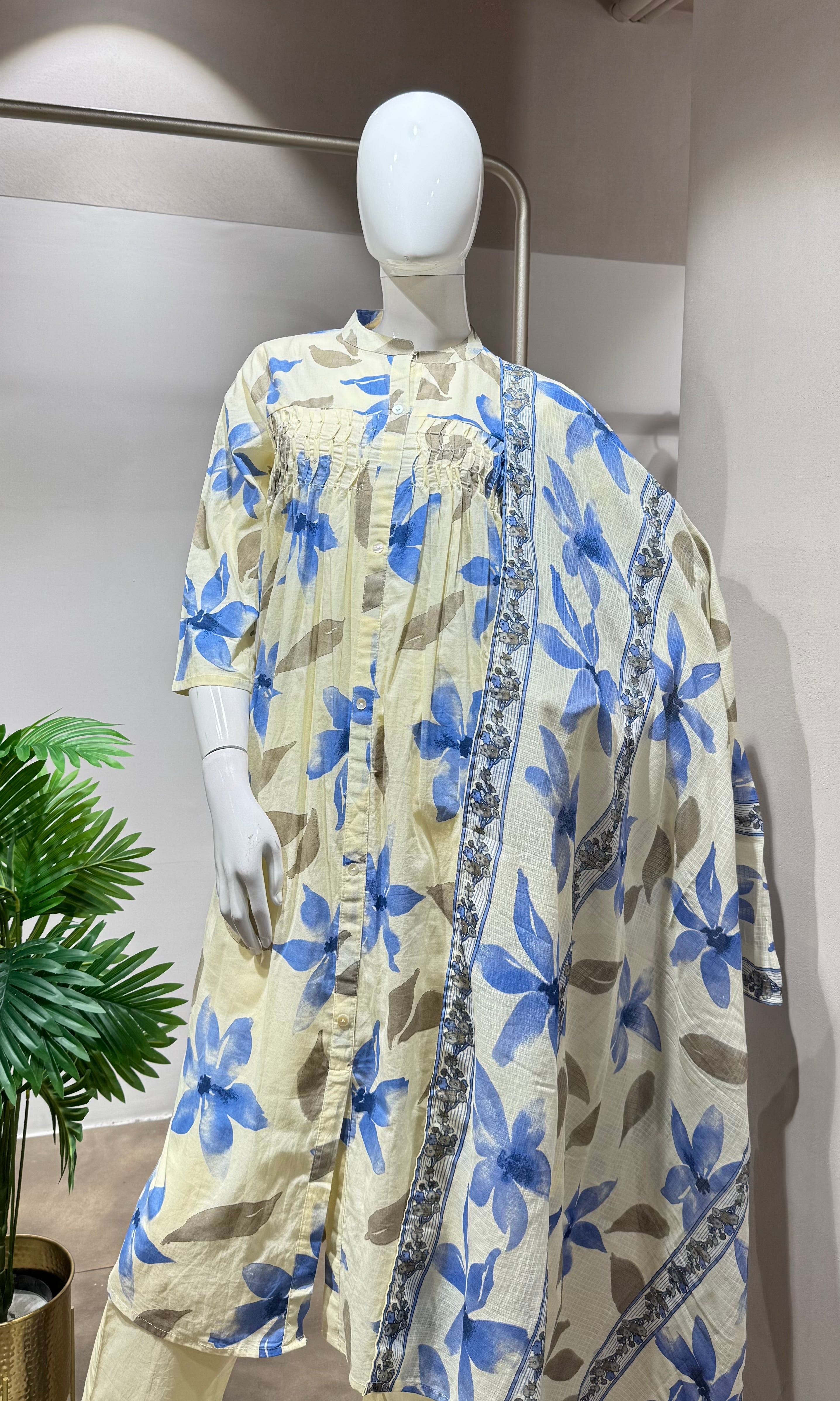 Blue floral spring summer kurta set