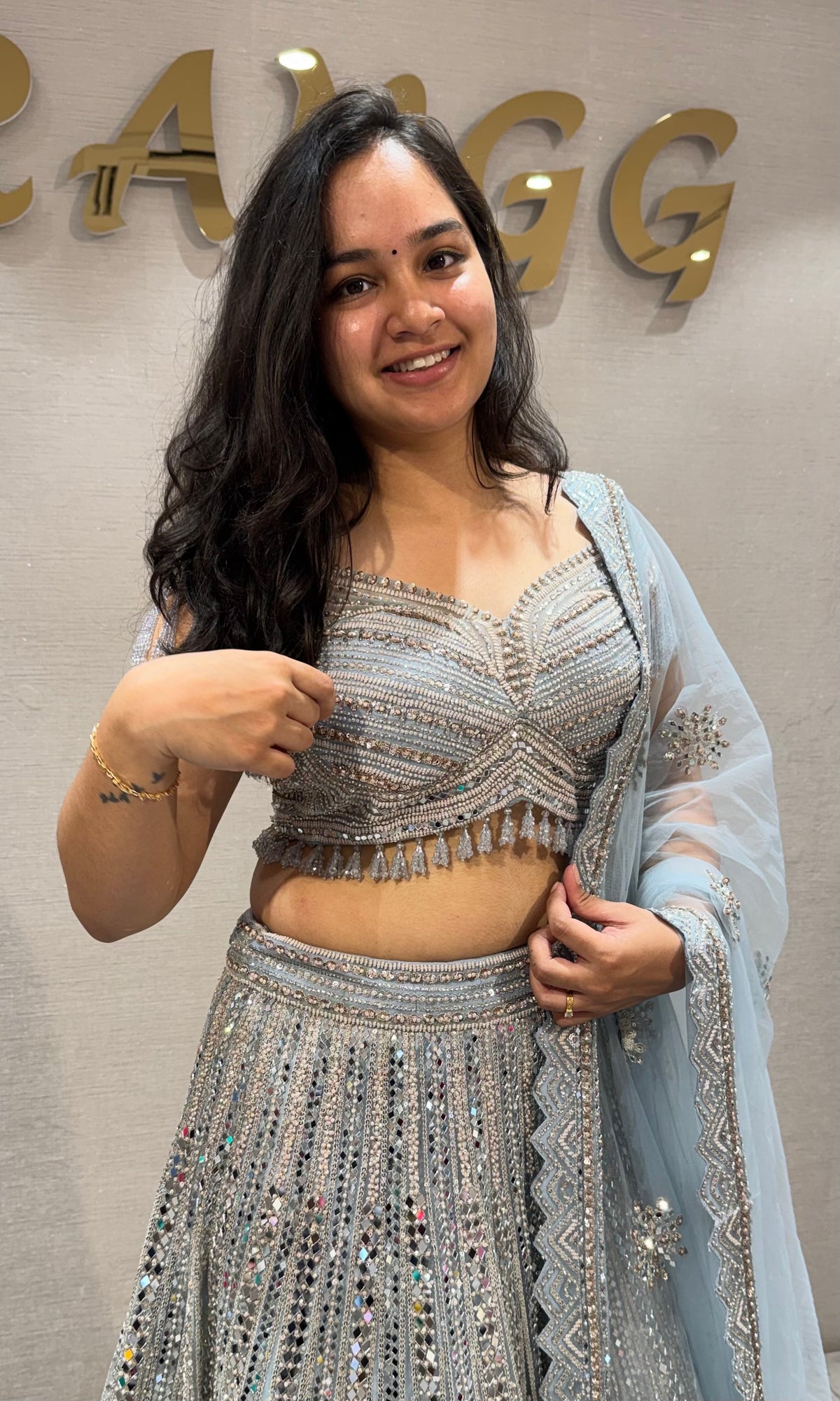 Blue Silver Embroidered Bridal Lehenga