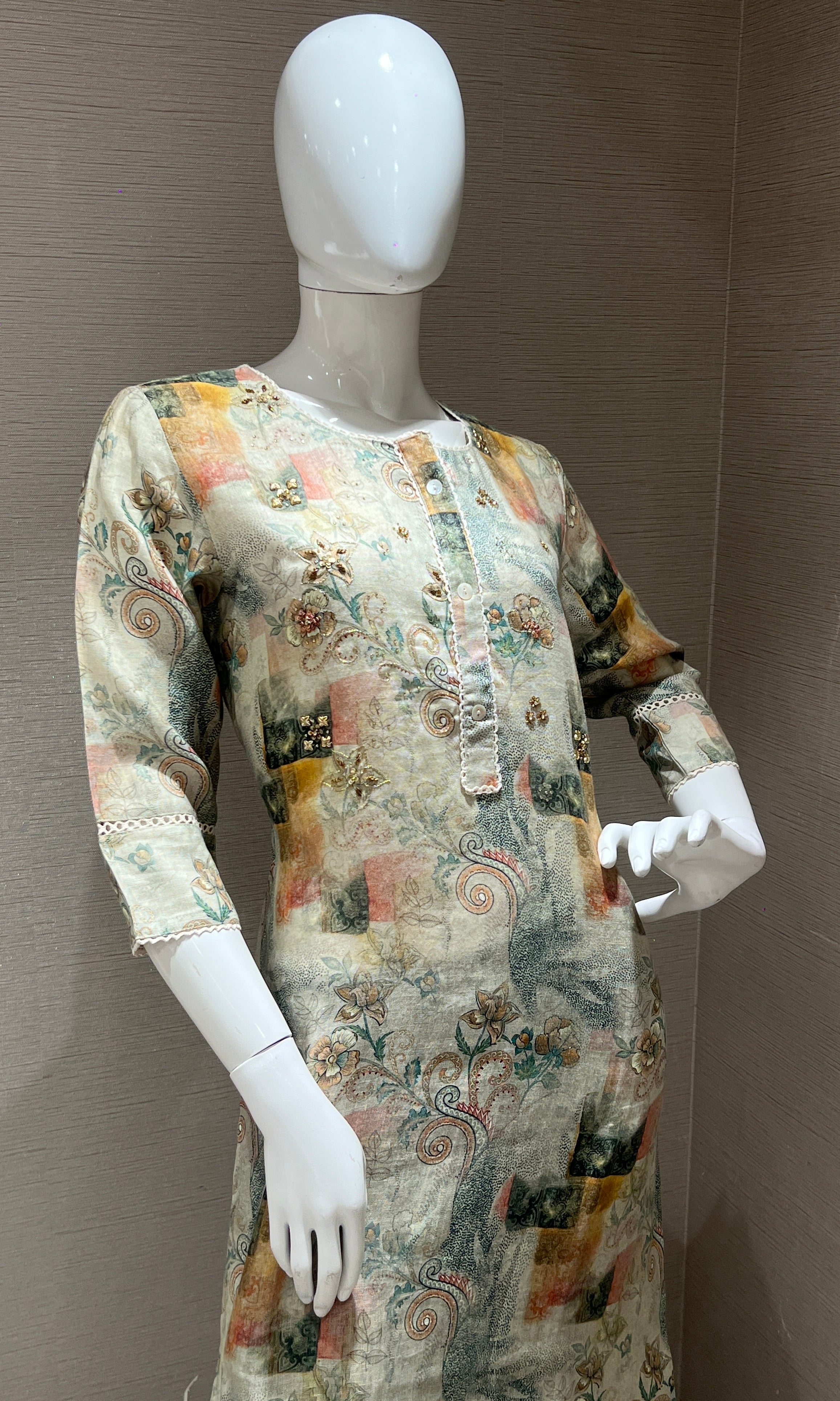 multi green Printed Floral Kurti top