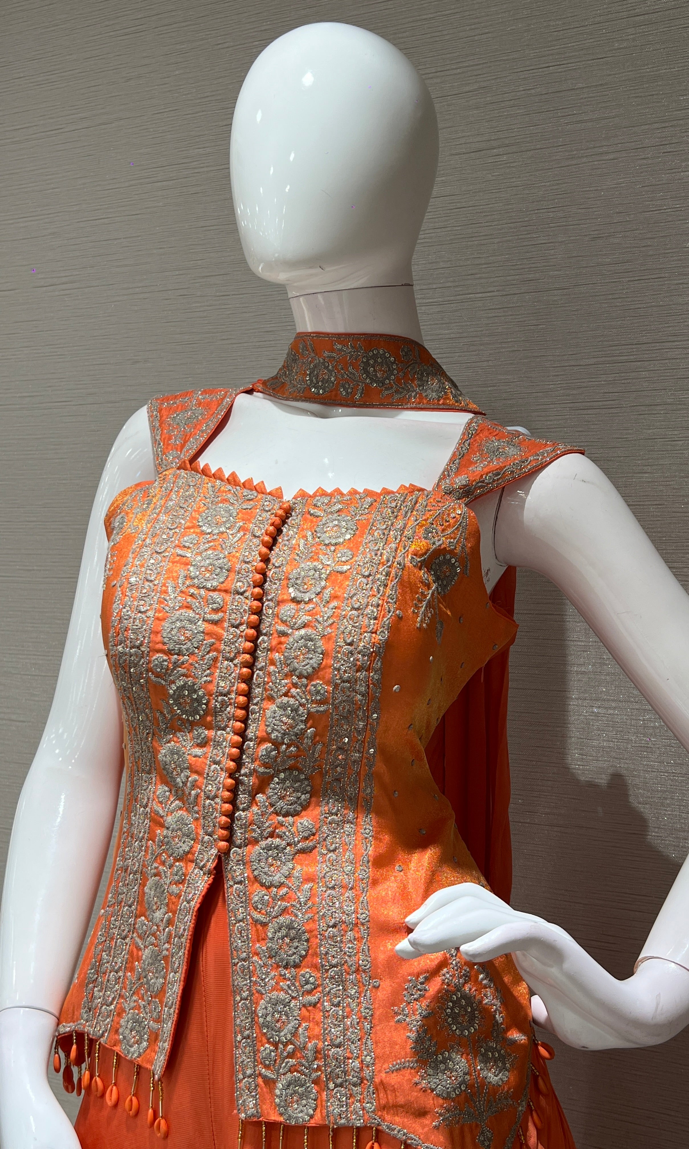 Orange Shimmer Tissue Palazzo SET