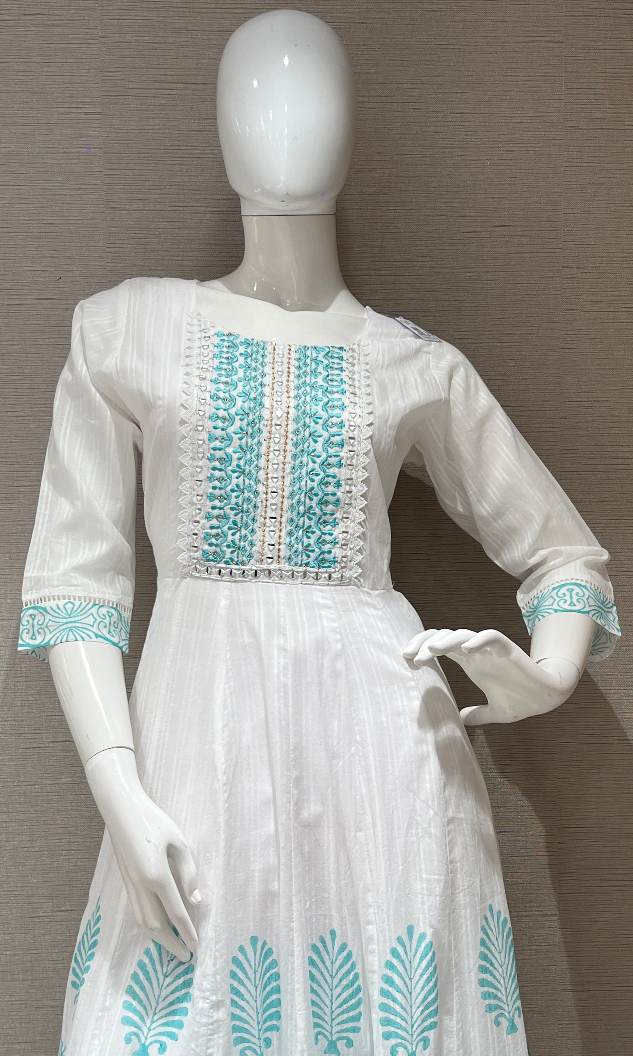 Green Anarkali frock with straight pant k222