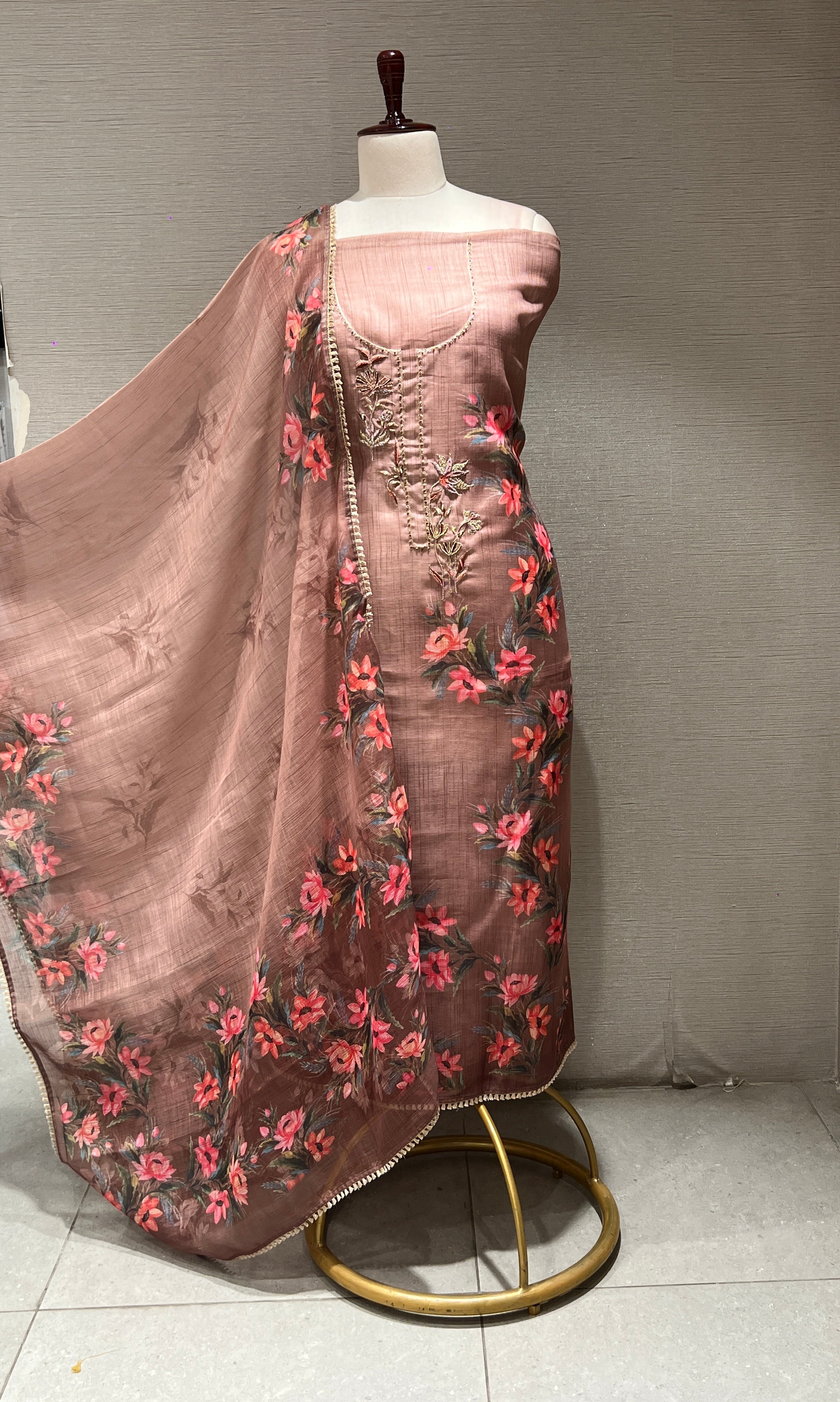 Brown dress material