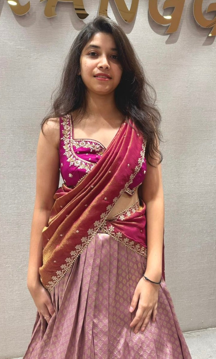 Lotus Pink Silk Pattu Lehenga