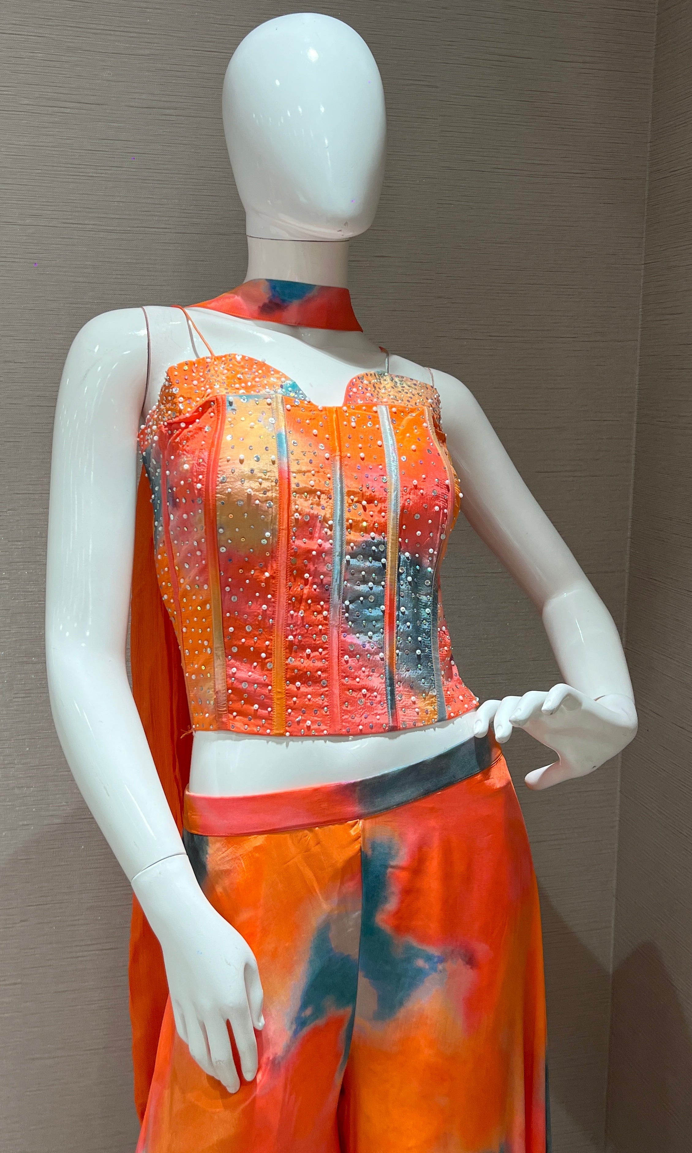 Orange Printed with Contrast Palazzo