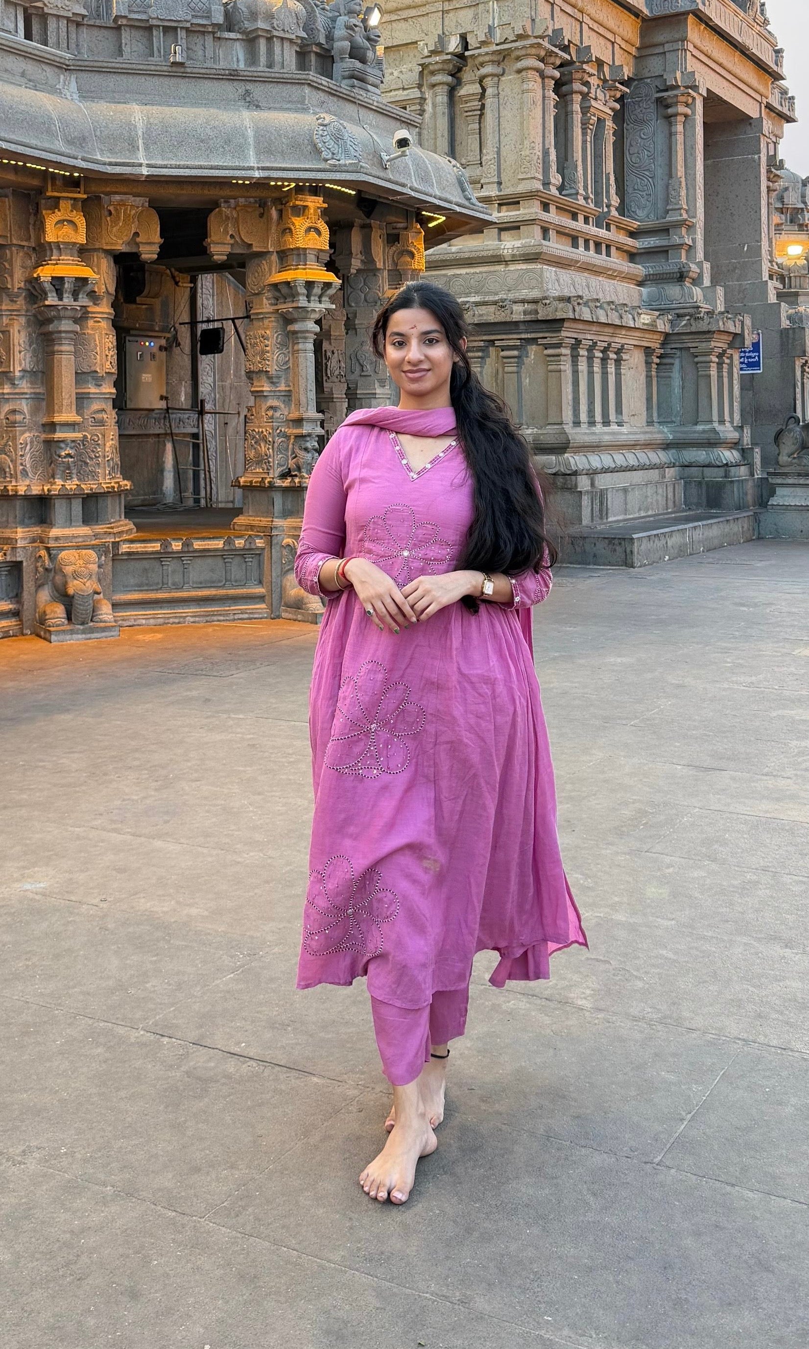 LOTUS pink MUL CHANDERI kurta set