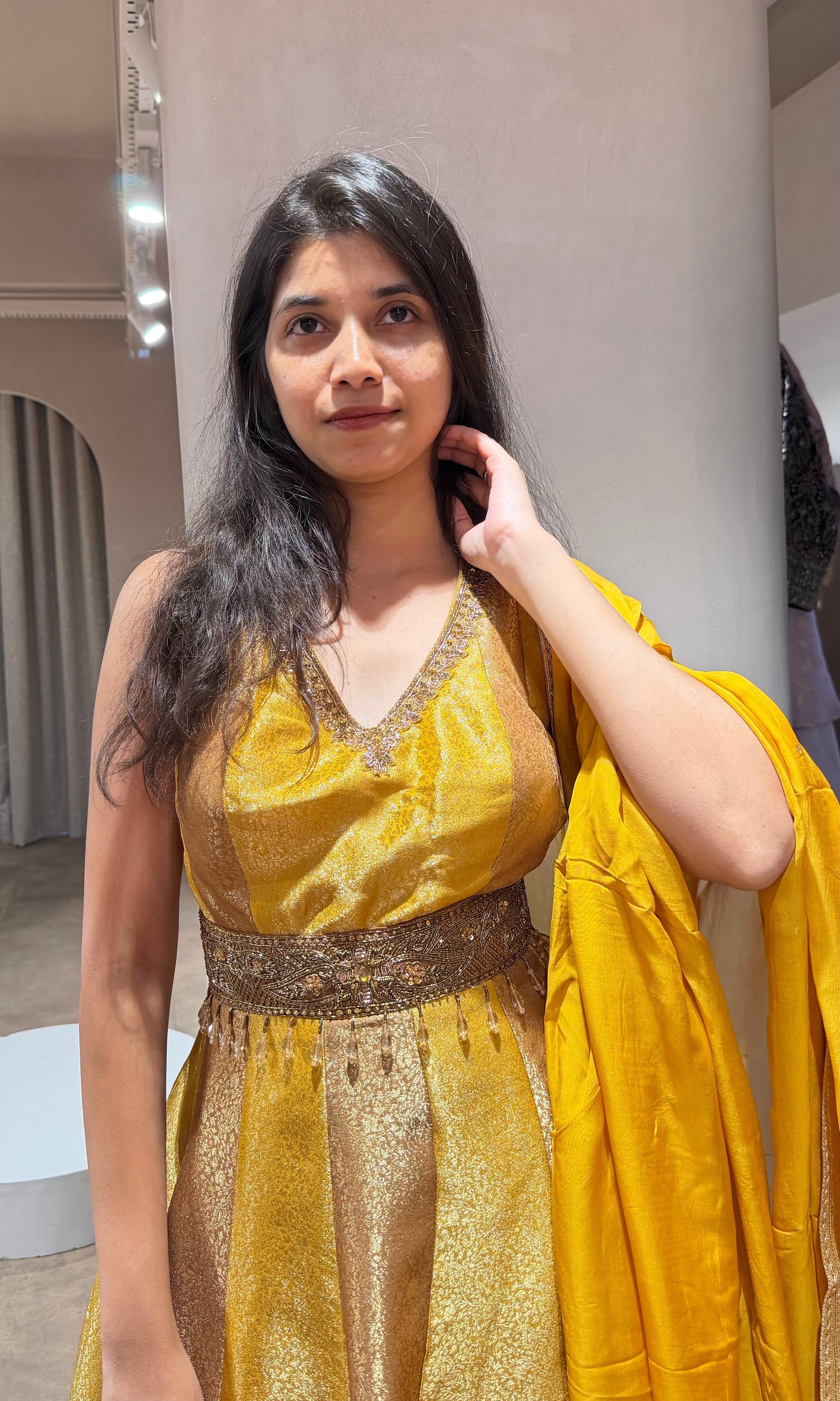 Mustard yellow EMBELLISHED ANARKALI SET